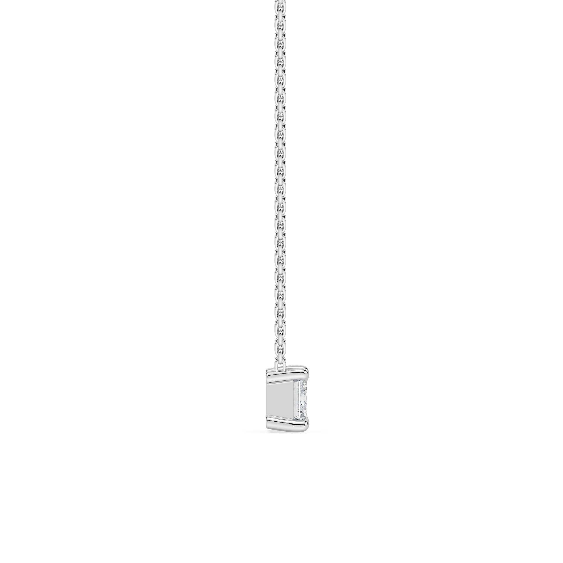 4-CLAW EMERALD CUT DIAMOND PENDANT/NECKLACE in 18ct White Gold