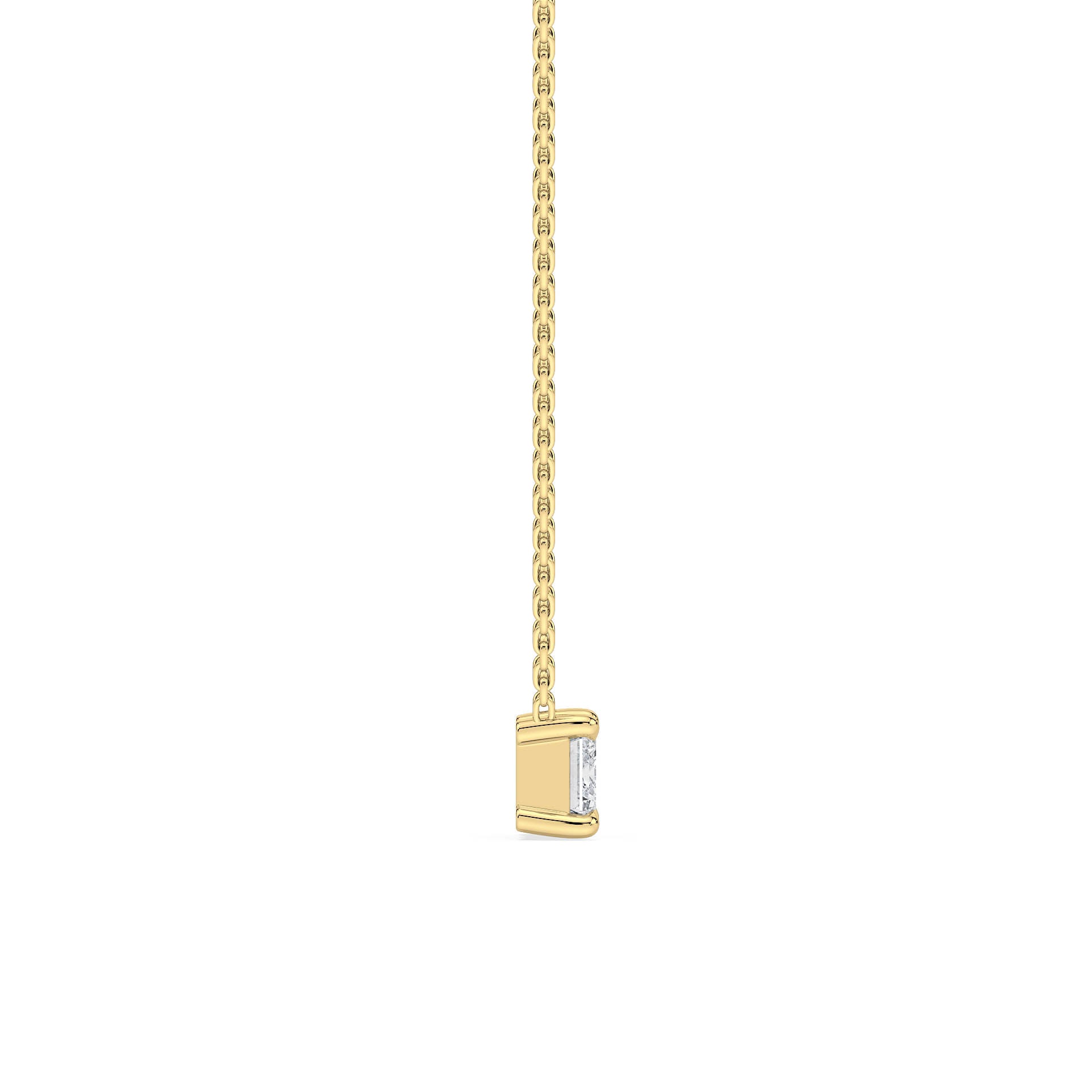 4-CLAW EMERALD CUT DIAMOND PENDANT/NECKLACE in 18ct Yellow Gold