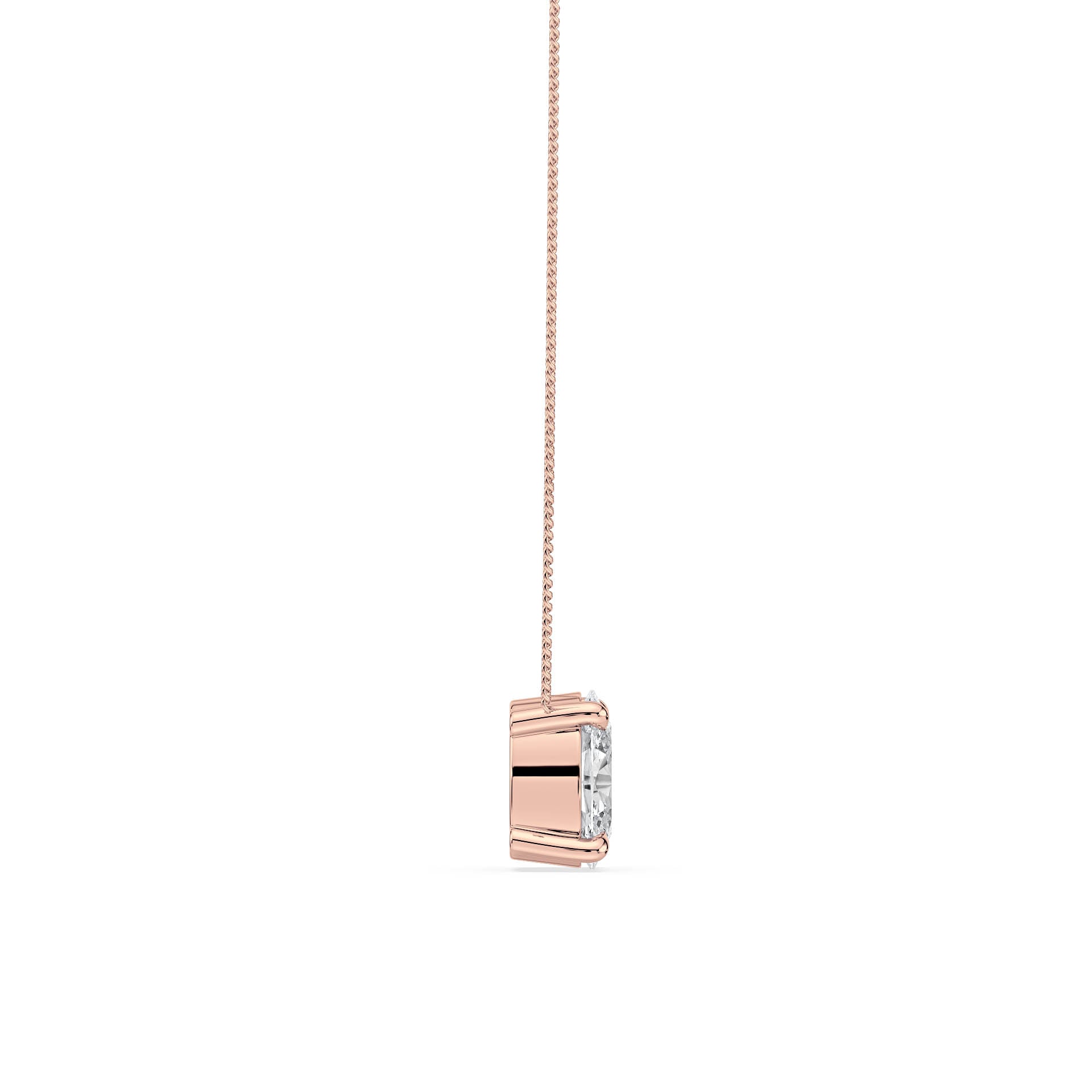 4-CLAW OVAL DIAMOND PENDANT/NECKLACE in 18ct Rose Gold