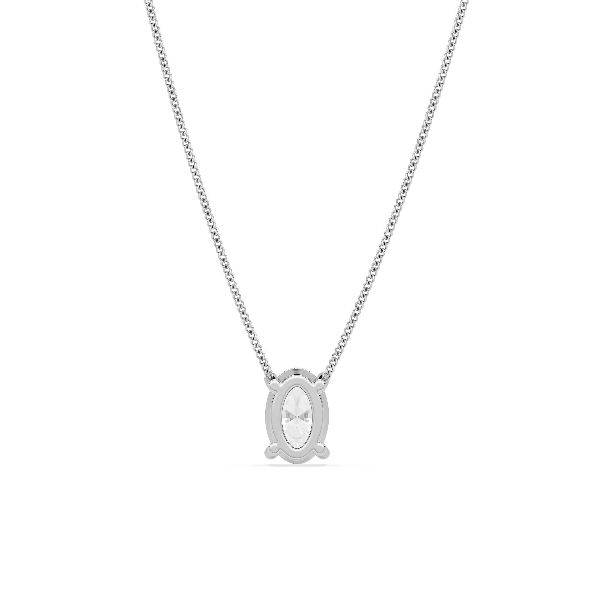 4-CLAW OVAL DIAMOND PENDANT/NECKLACE in 18ct White Gold