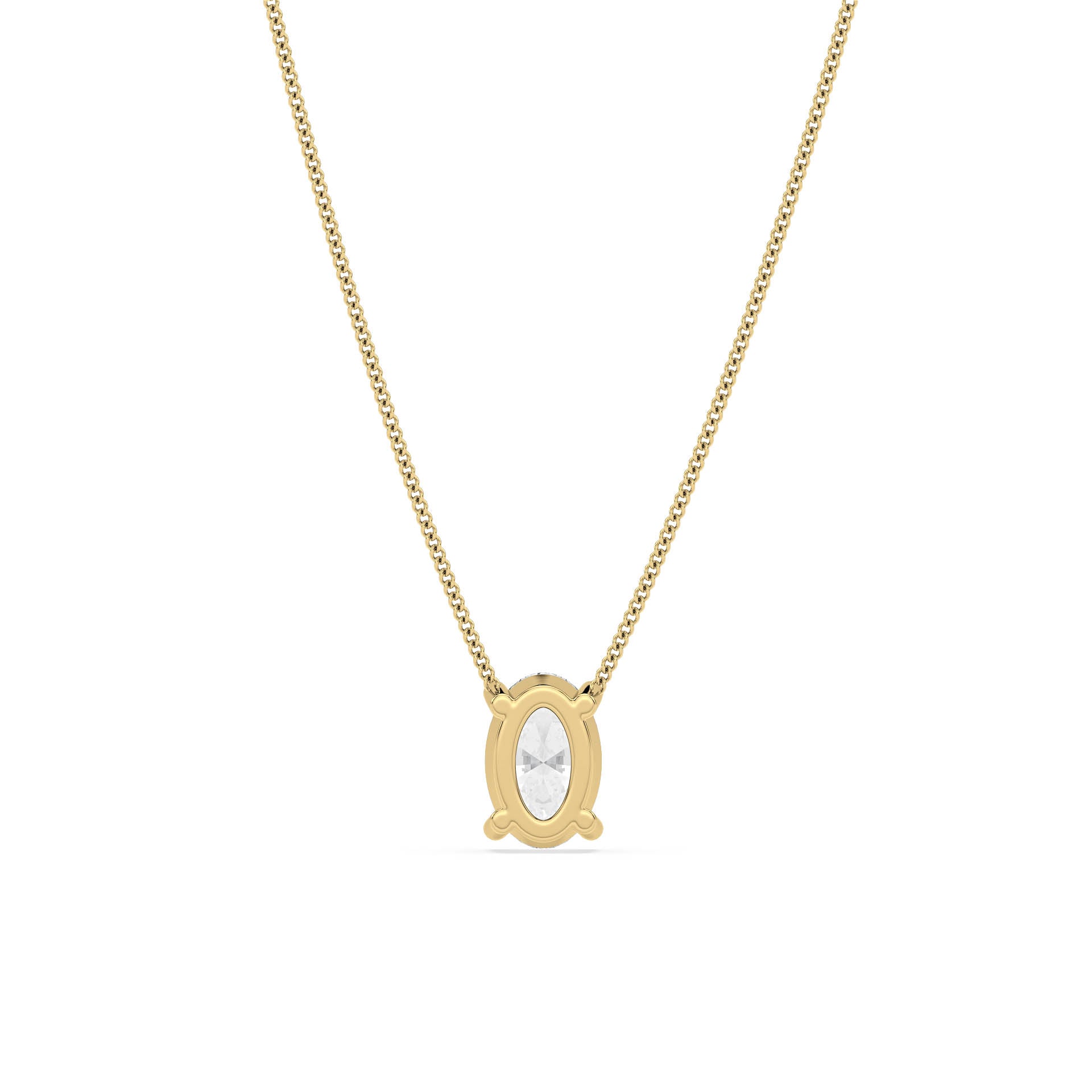 4-CLAW OVAL DIAMOND PENDANT/NECKLACE in 18ct Yellow Gold