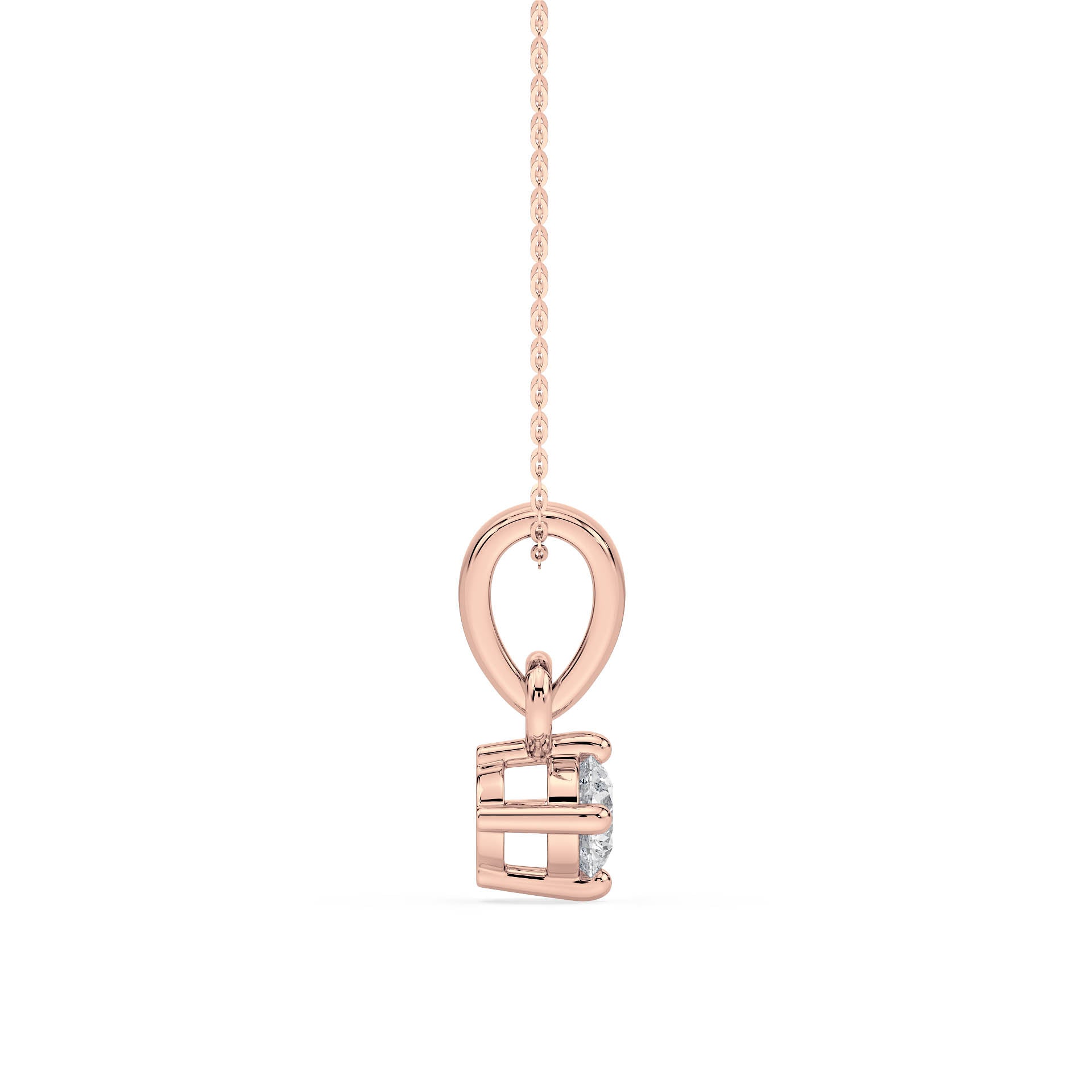 4-CLAW ROUND DIAMOND PENDANT/NECKLACE WITH LARGE BAIL in 18ct Rose Gold