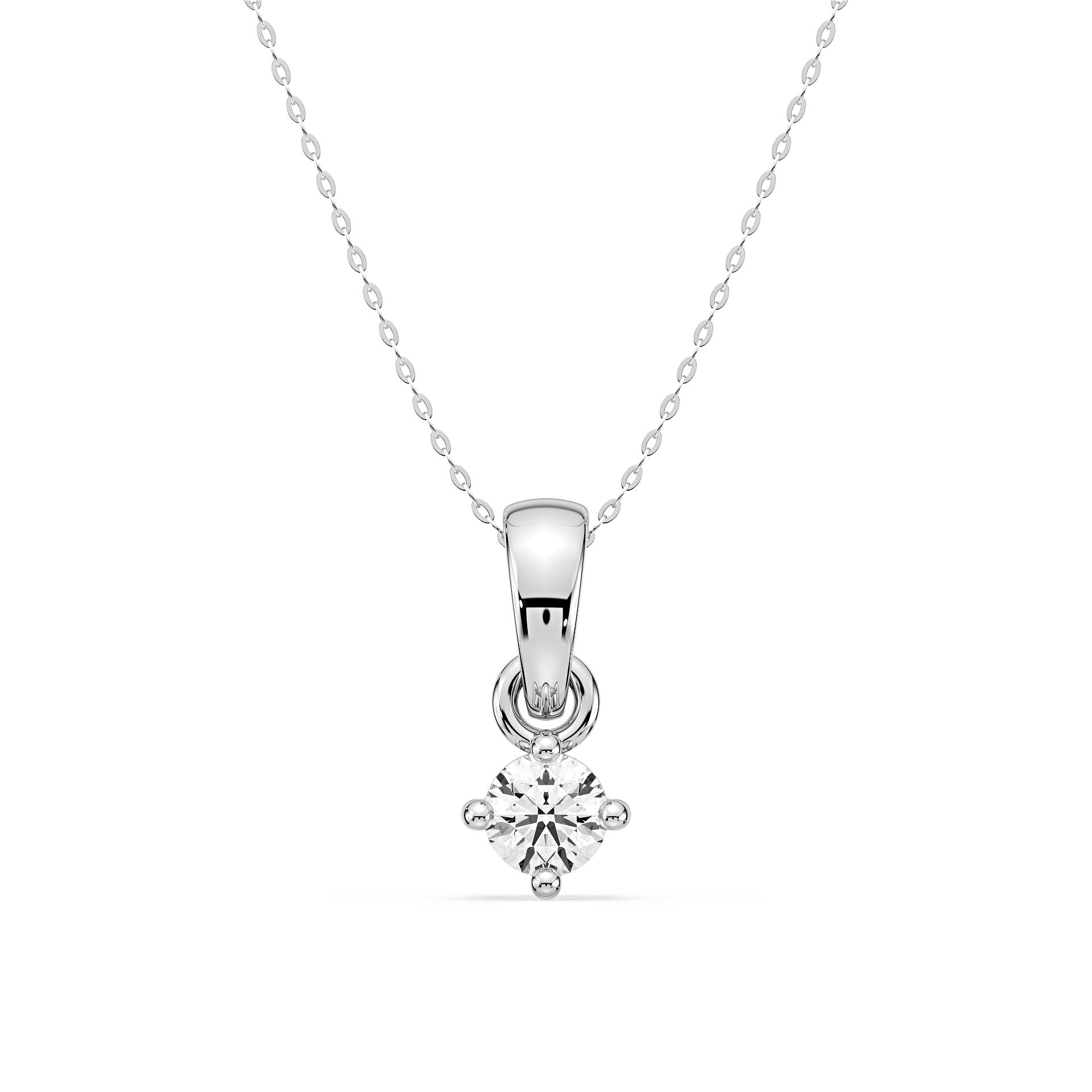 4-CLAW ROUND DIAMOND PENDANT/NECKLACE WITH LARGE BAIL in 18ct White Gold