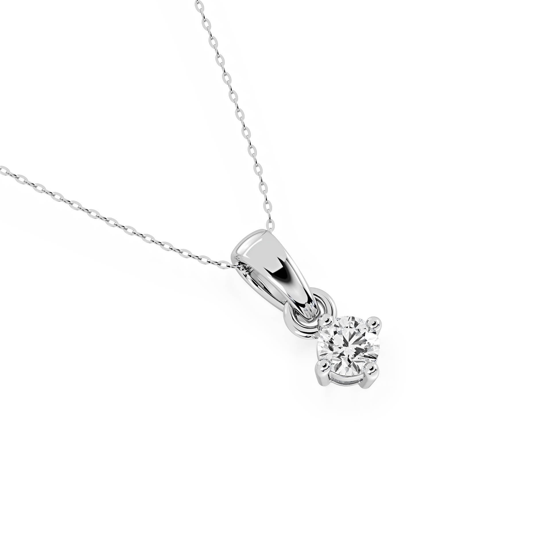 4-CLAW ROUND DIAMOND PENDANT/NECKLACE WITH LARGE BAIL in 18ct White Gold