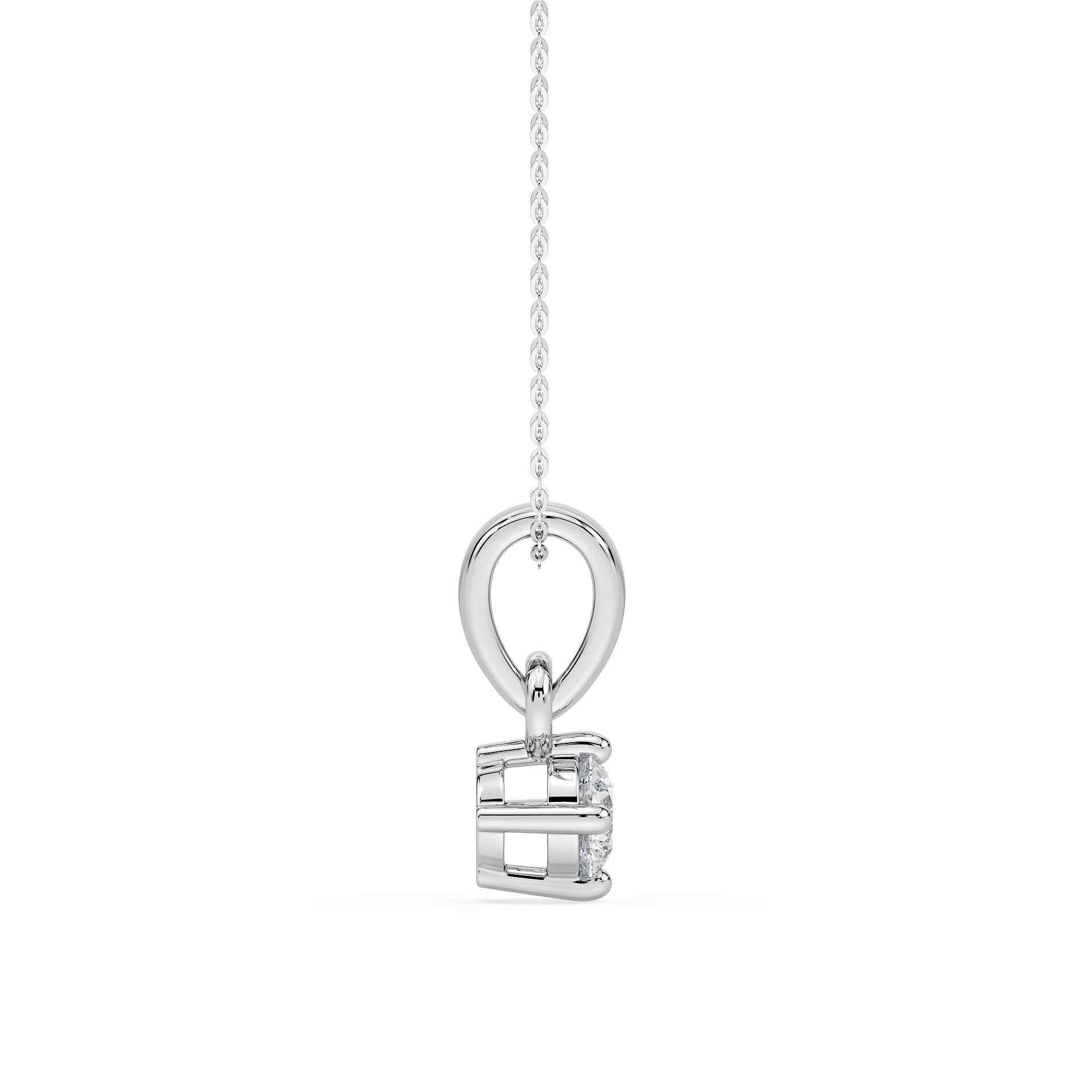 4-CLAW ROUND DIAMOND PENDANT/NECKLACE WITH LARGE BAIL in 18ct White Gold