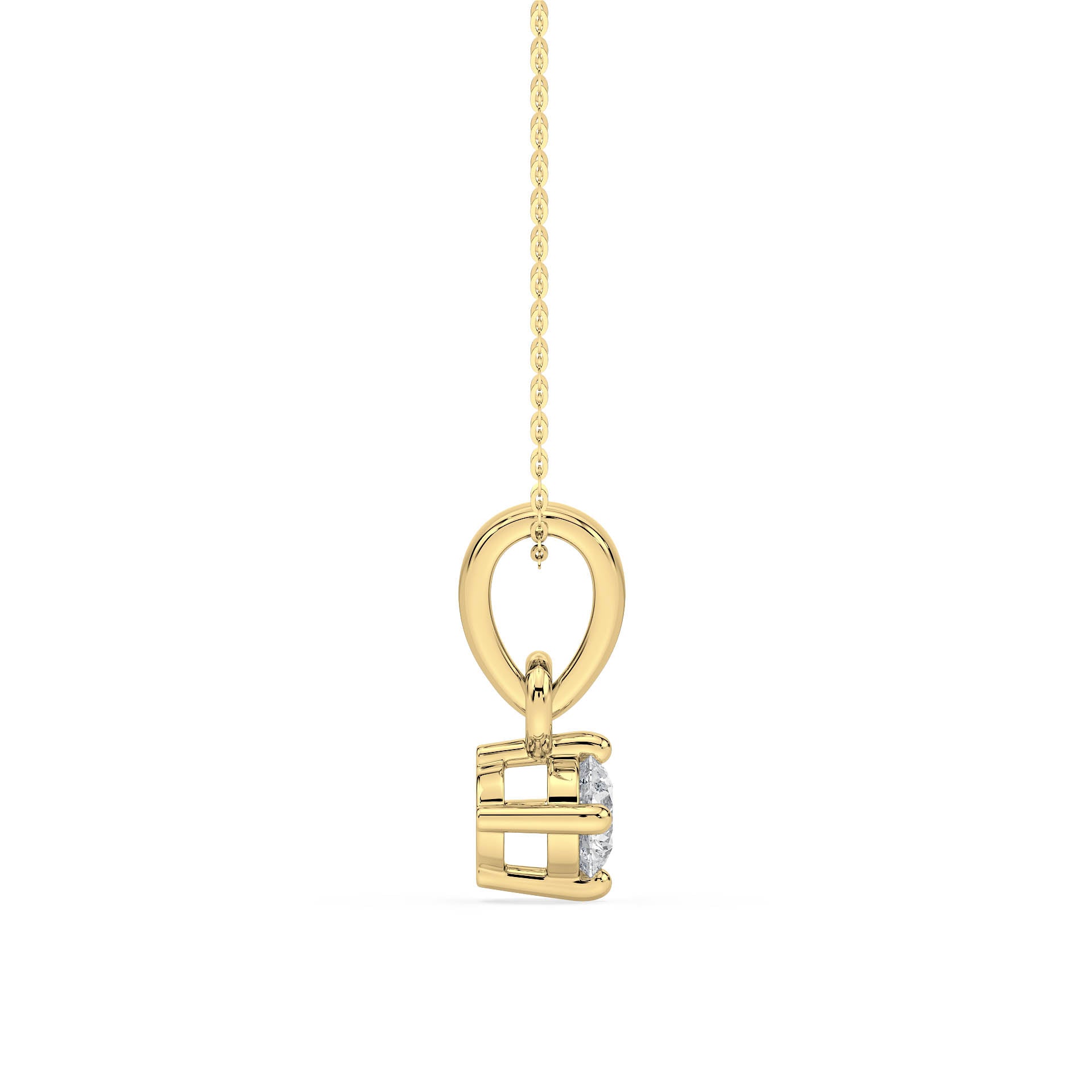 4-CLAW ROUND DIAMOND PENDANT/NECKLACE WITH LARGE BAIL in 18ct Yellow Gold