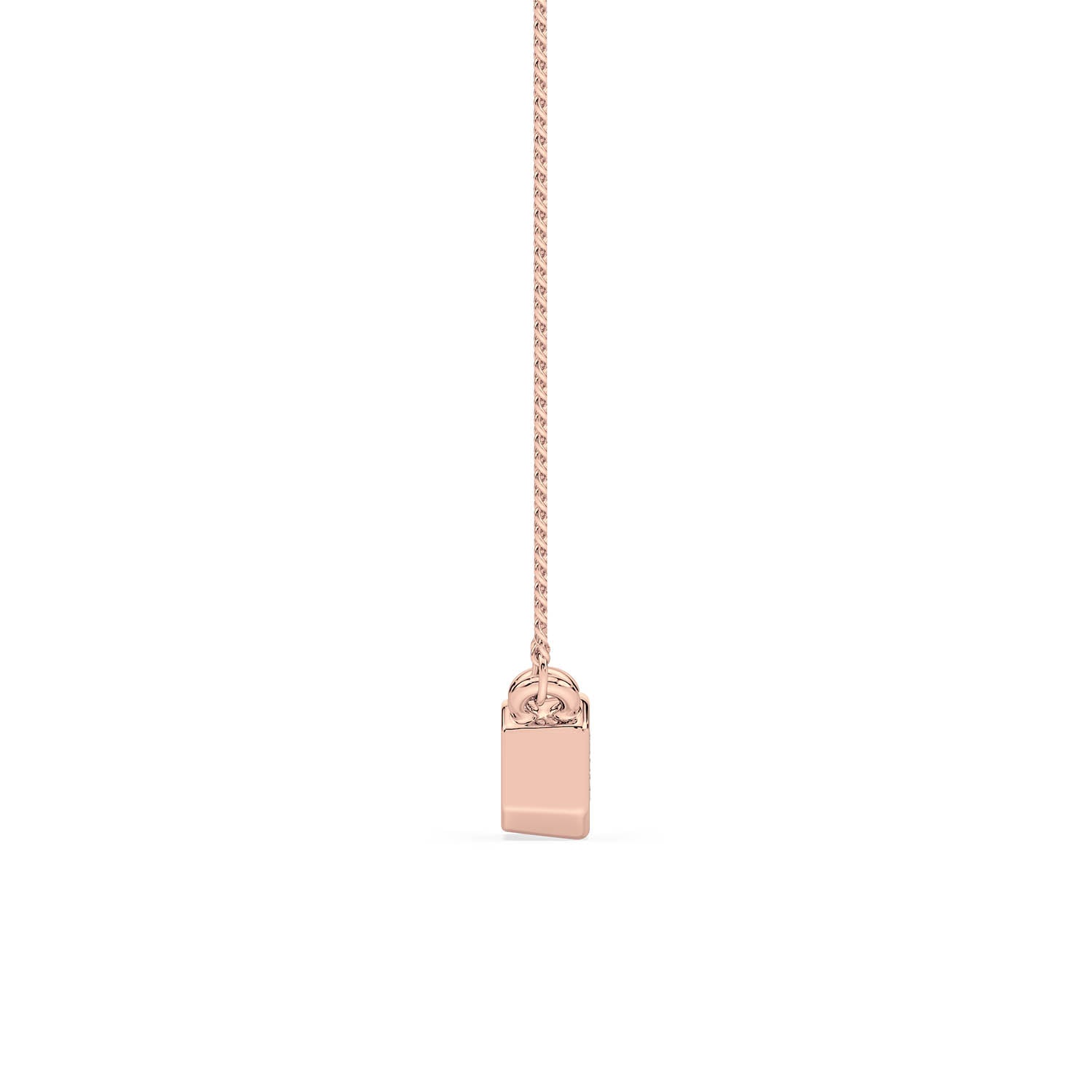 BEZEL-SET EMERALD CUT DIAMOND PENDANT/NECKLACE in 18ct Rose Gold