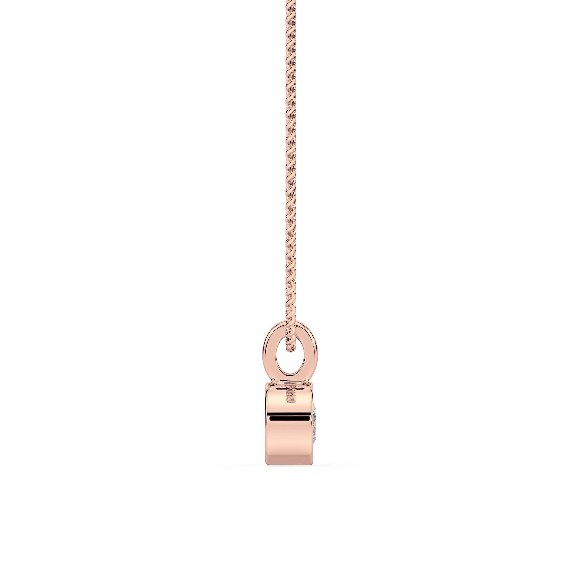 BEZEL-SET ROUND DIAMOND PENDANT/NECKLACE in 9ct Rose Gold