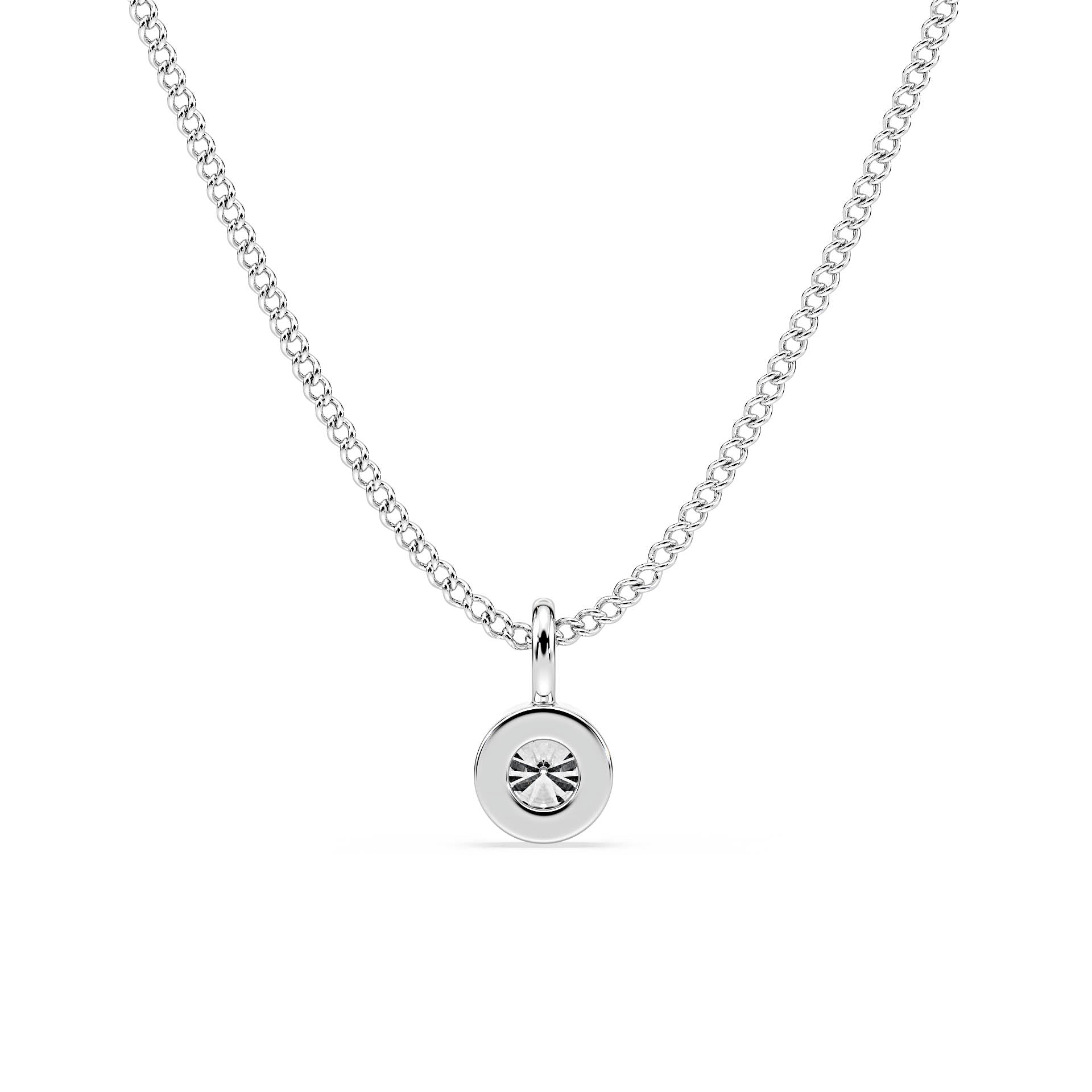 BEZEL-SET ROUND DIAMOND PENDANT/NECKLACE in 9ct White Gold