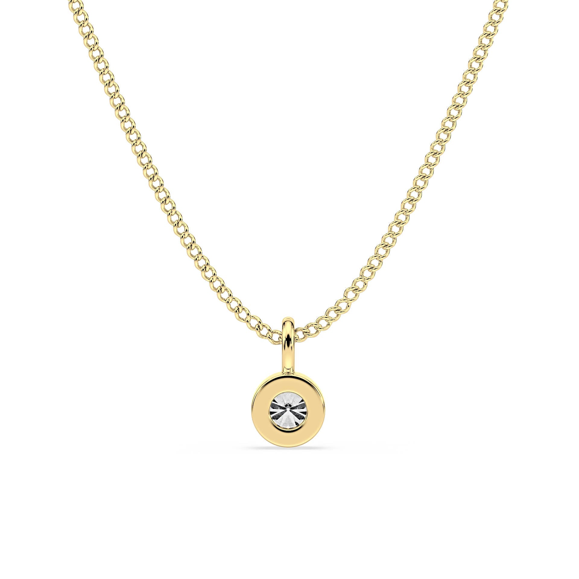 BEZEL-SET ROUND DIAMOND PENDANT/NECKLACE in 9ct Yellow Gold