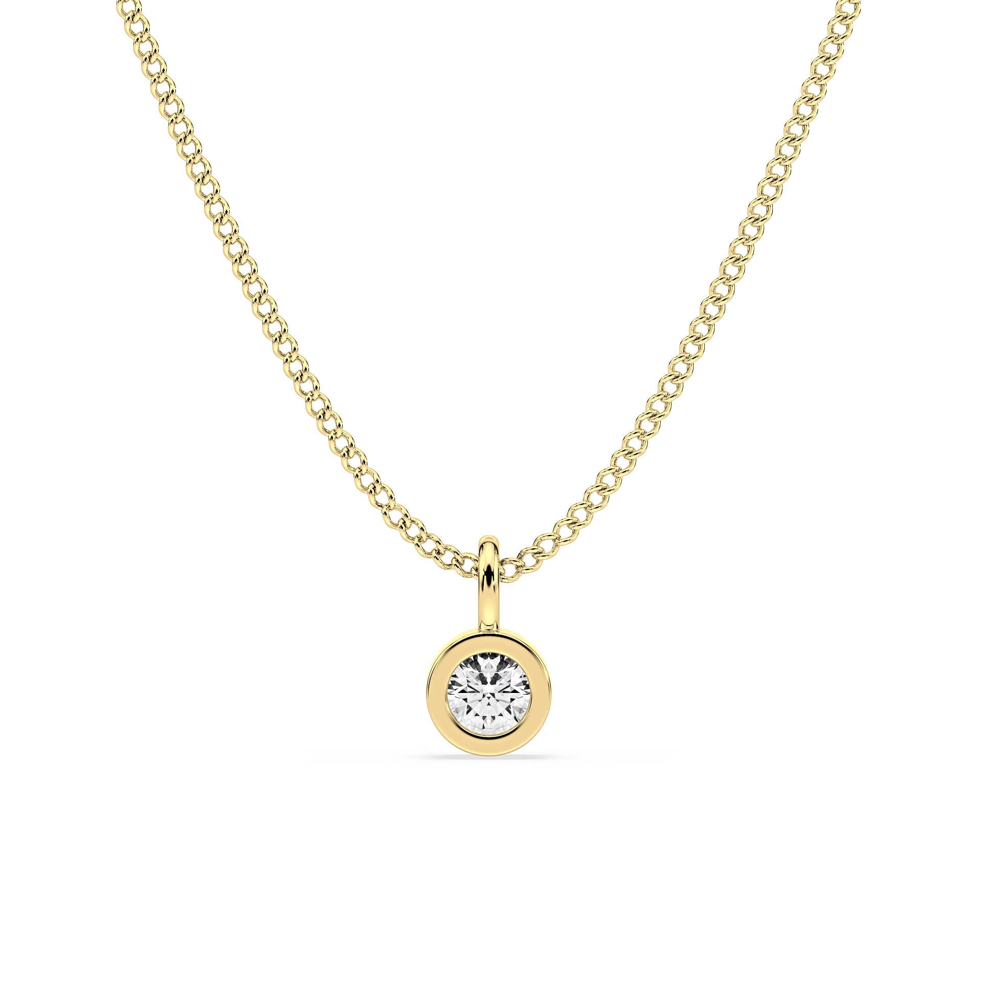 BEZEL-SET ROUND DIAMOND PENDANT/NECKLACE in 9ct Yellow Gold