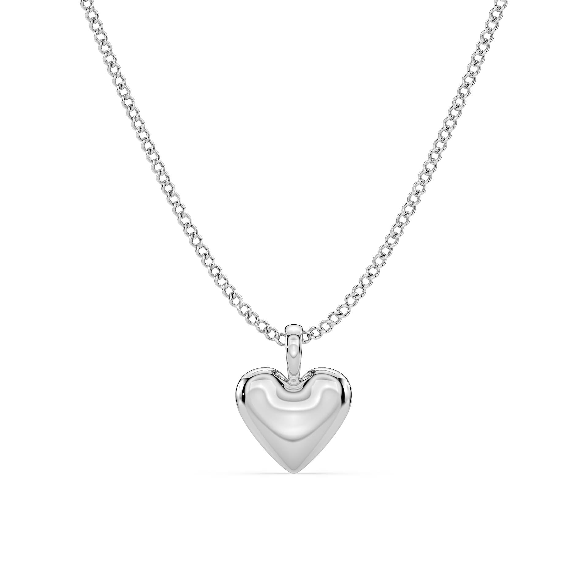 GOLD HEART PENDANT/NECKLACE in 9ct White Gold