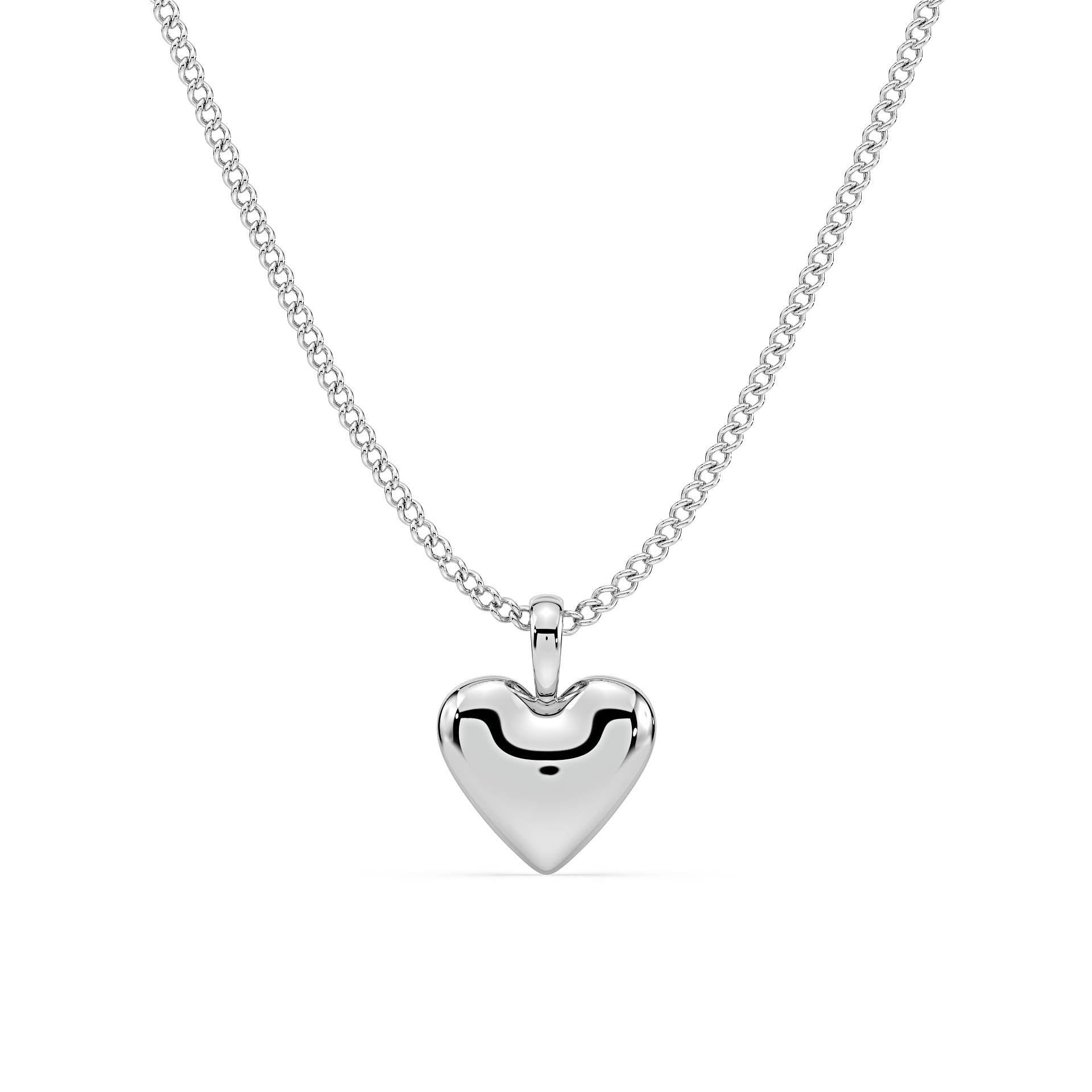 GOLD HEART PENDANT/NECKLACE in 9ct White Gold