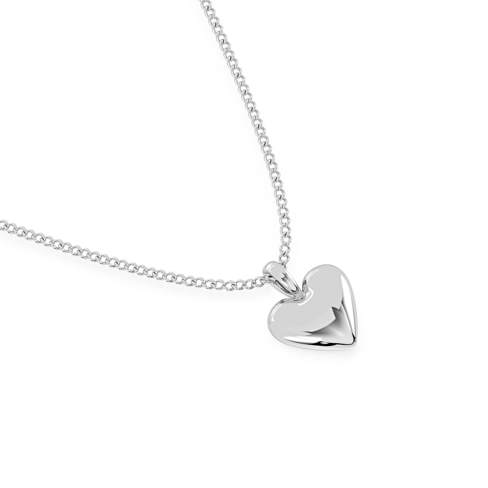 GOLD HEART PENDANT/NECKLACE in 9ct White Gold