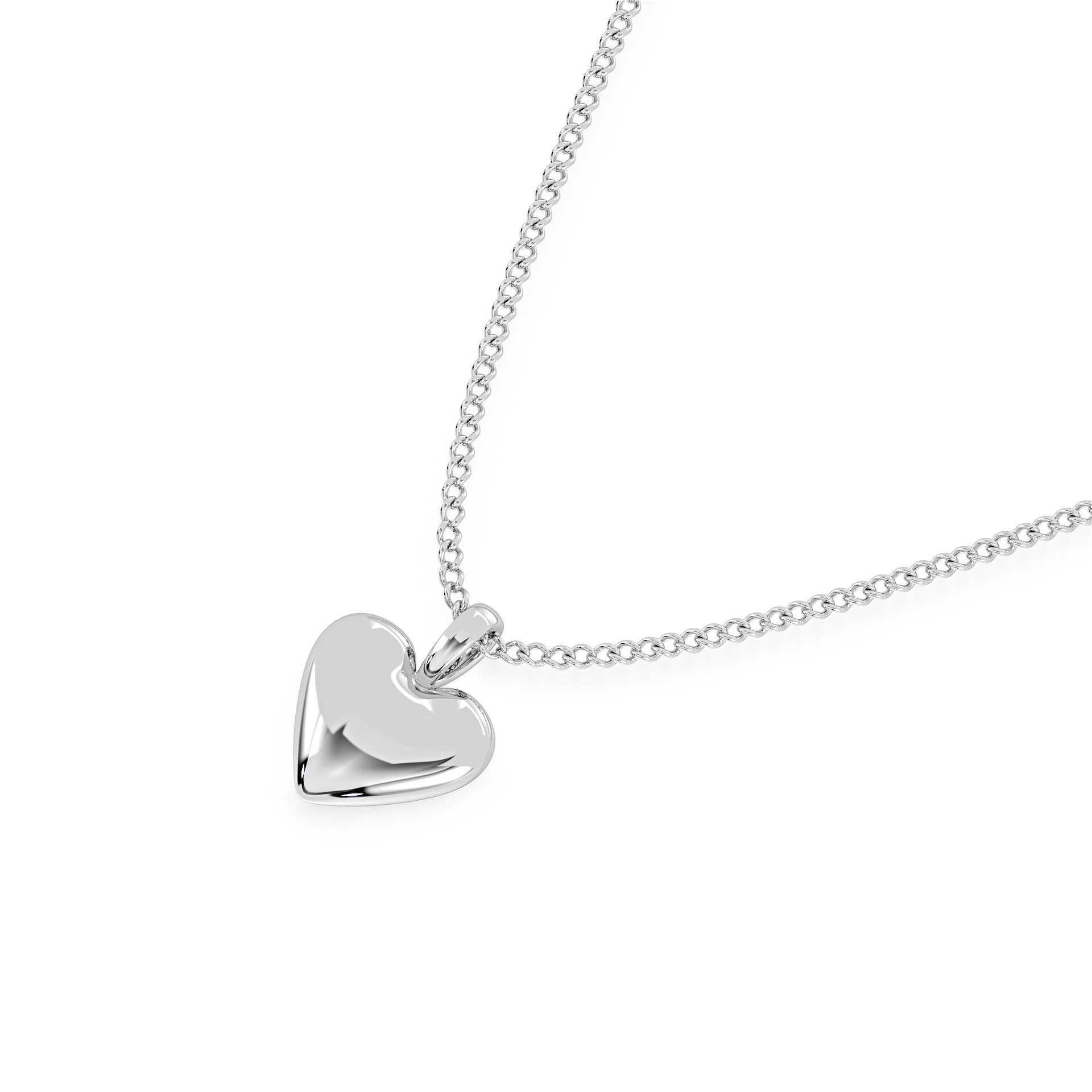 GOLD HEART PENDANT/NECKLACE in 9ct White Gold