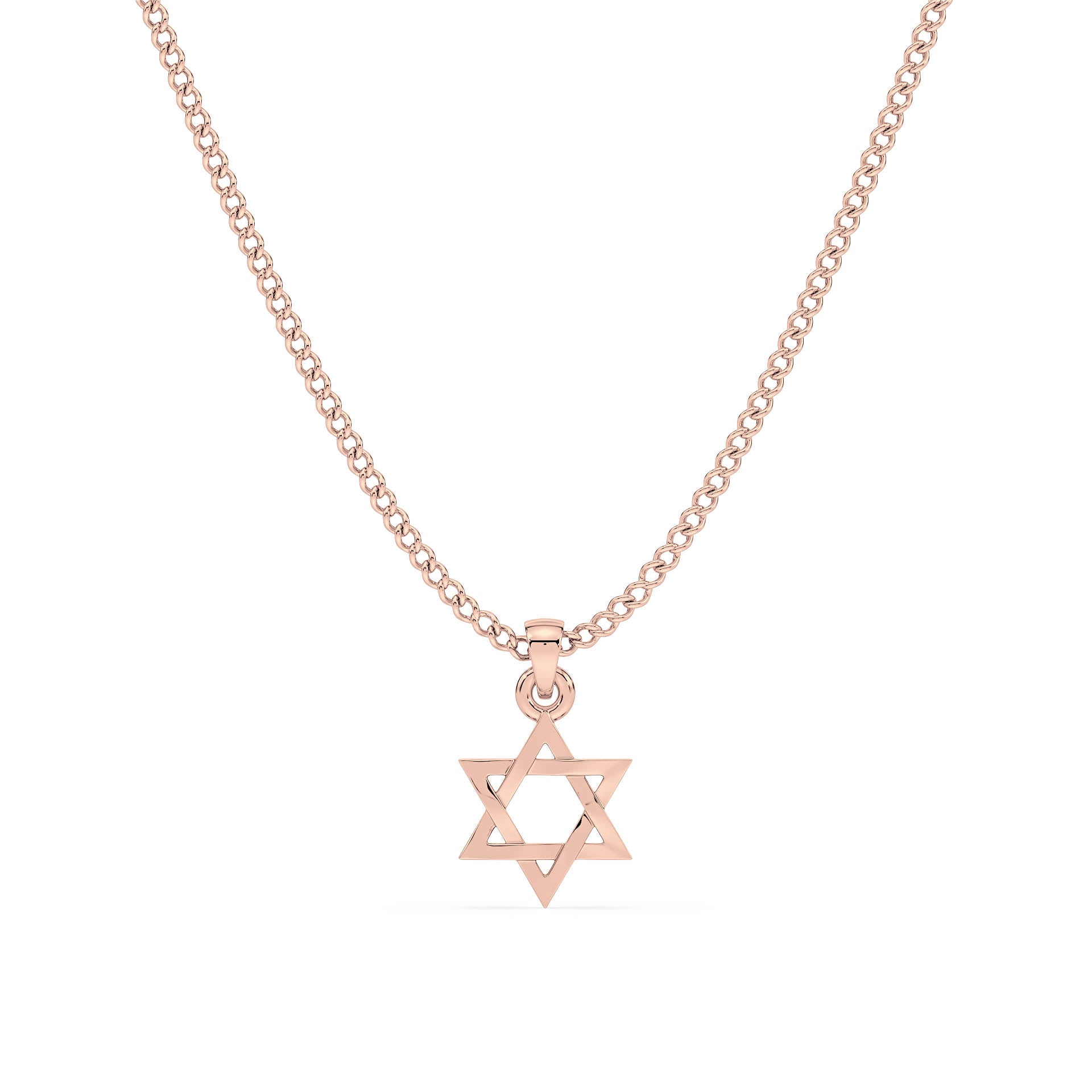 SOLID GOLD STAR OF DAVID PENDANT/NECKLACE in 9ct Rose Gold