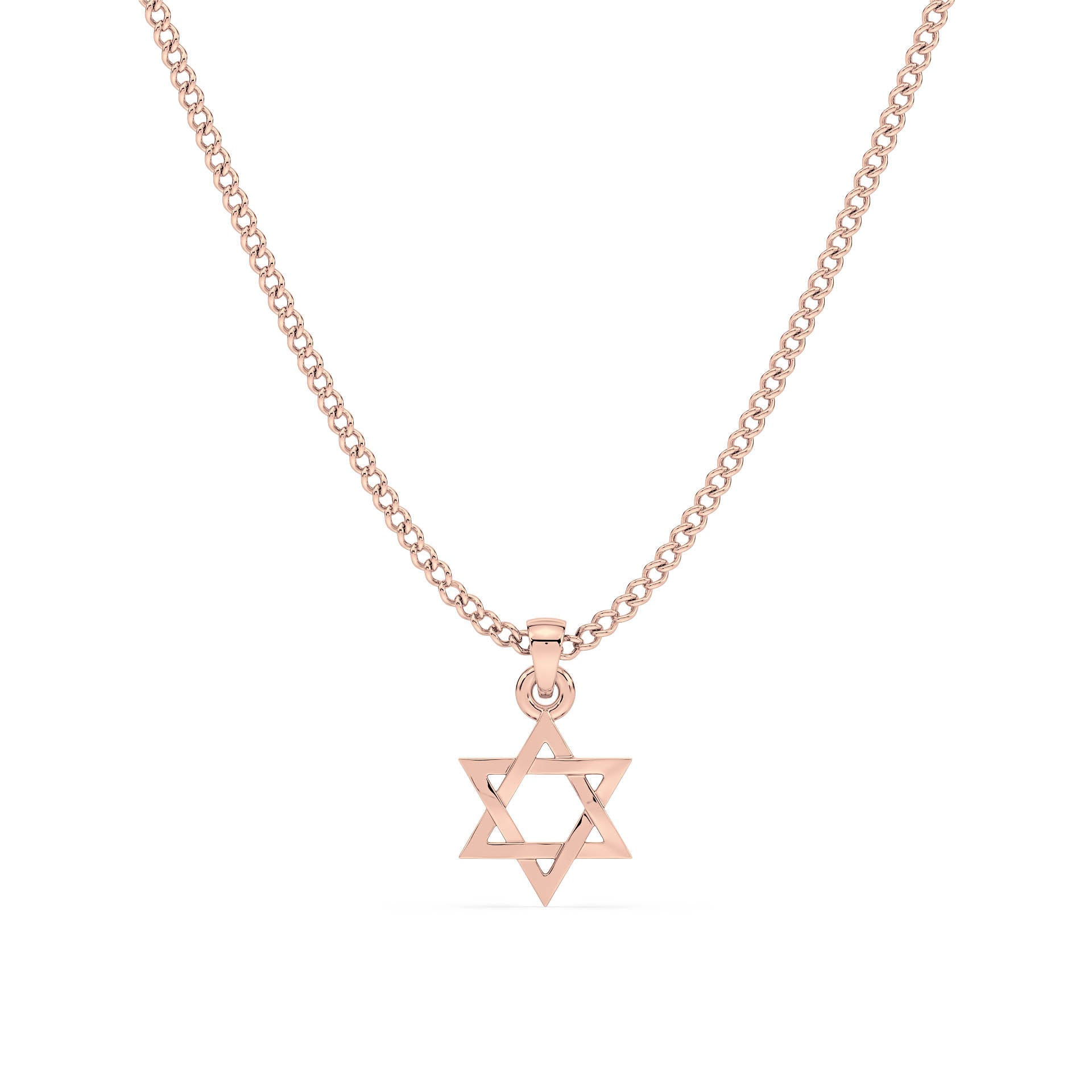 SOLID GOLD STAR OF DAVID PENDANT/NECKLACE in 9ct Rose Gold