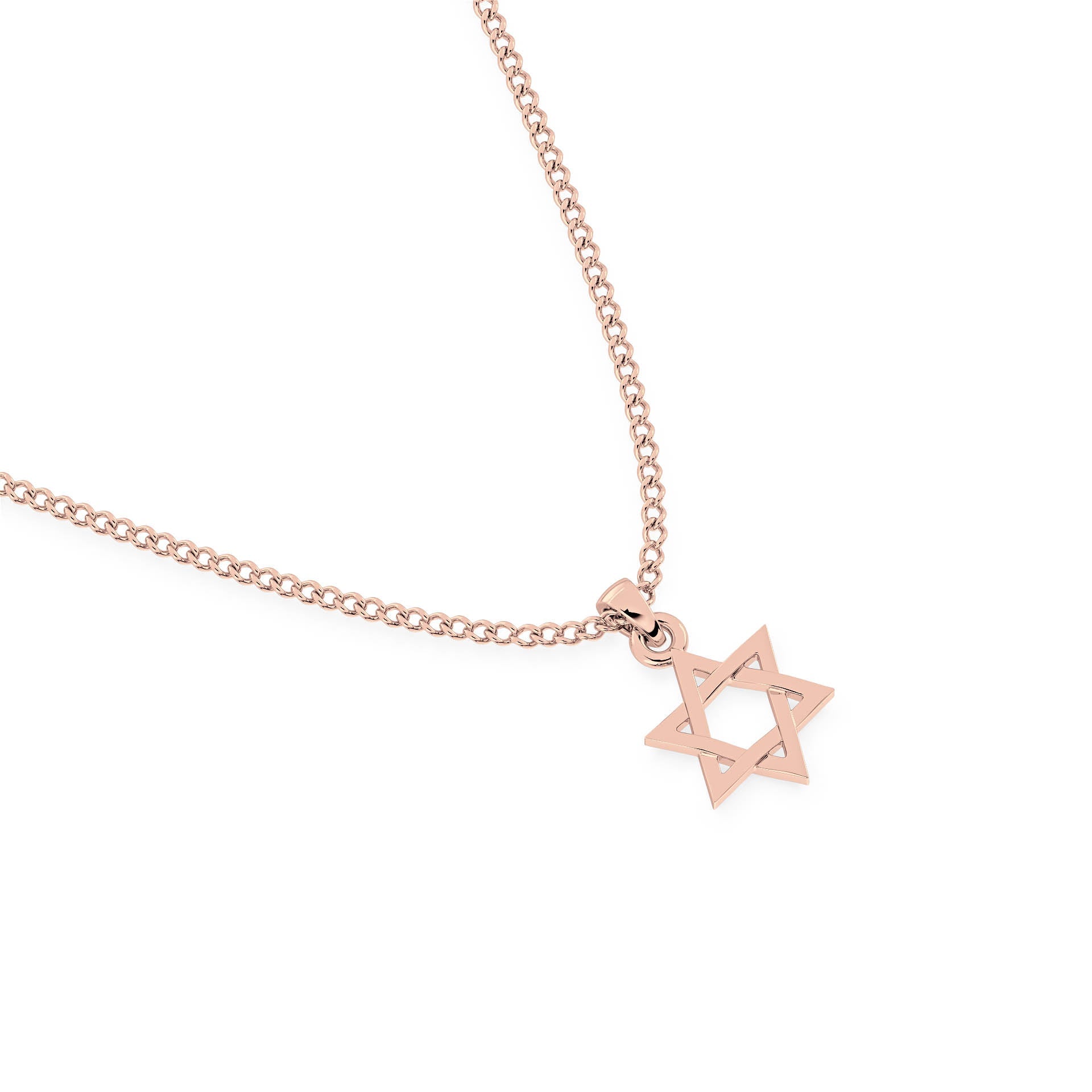 SOLID GOLD STAR OF DAVID PENDANT/NECKLACE in 9ct Rose Gold