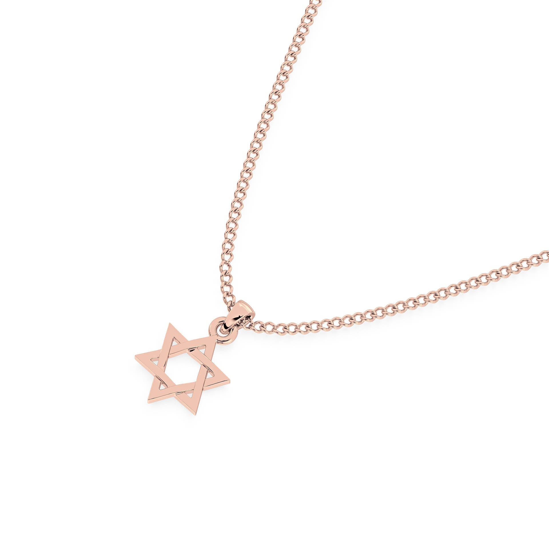 SOLID GOLD STAR OF DAVID PENDANT/NECKLACE in 9ct Rose Gold