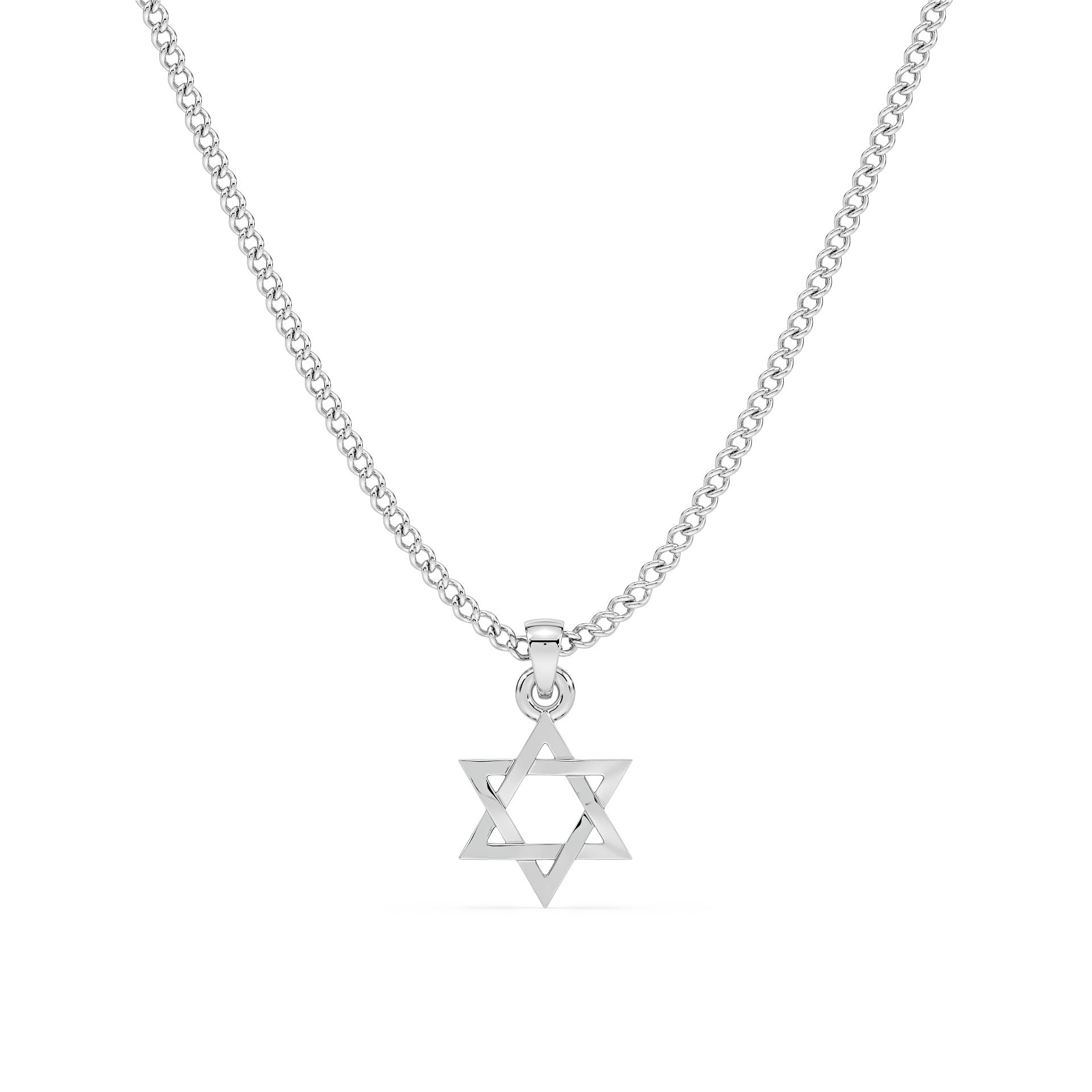 SOLID GOLD STAR OF DAVID PENDANT/NECKLACE in 9ct White Gold