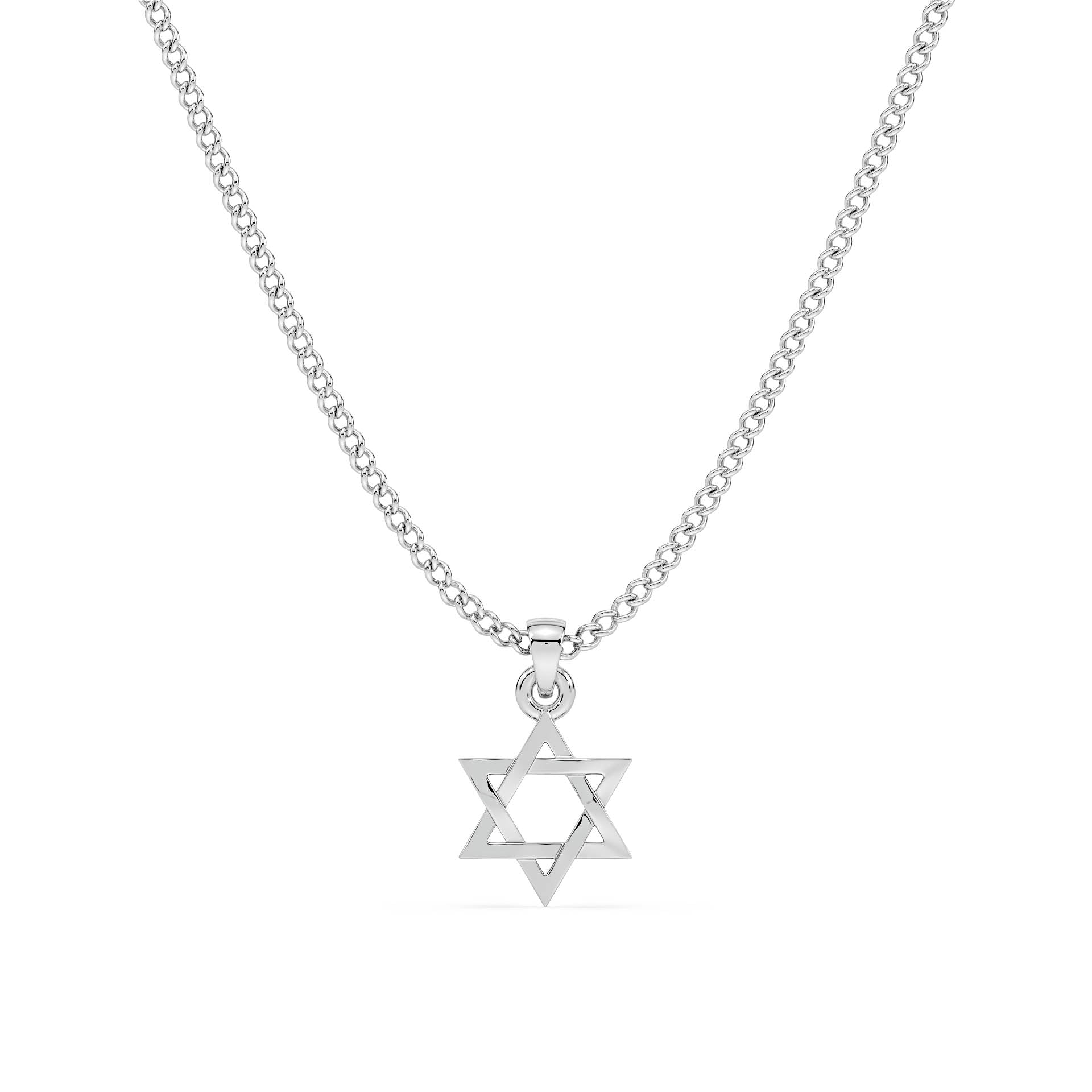 SOLID GOLD STAR OF DAVID PENDANT/NECKLACE in 9ct White Gold