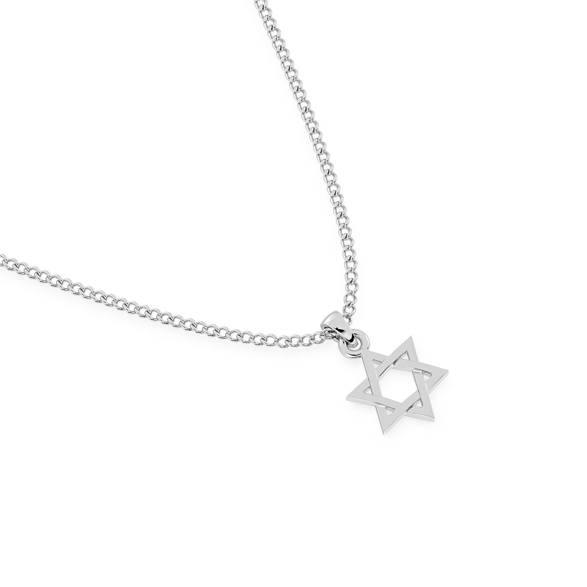 SOLID GOLD STAR OF DAVID PENDANT/NECKLACE in 9ct White Gold