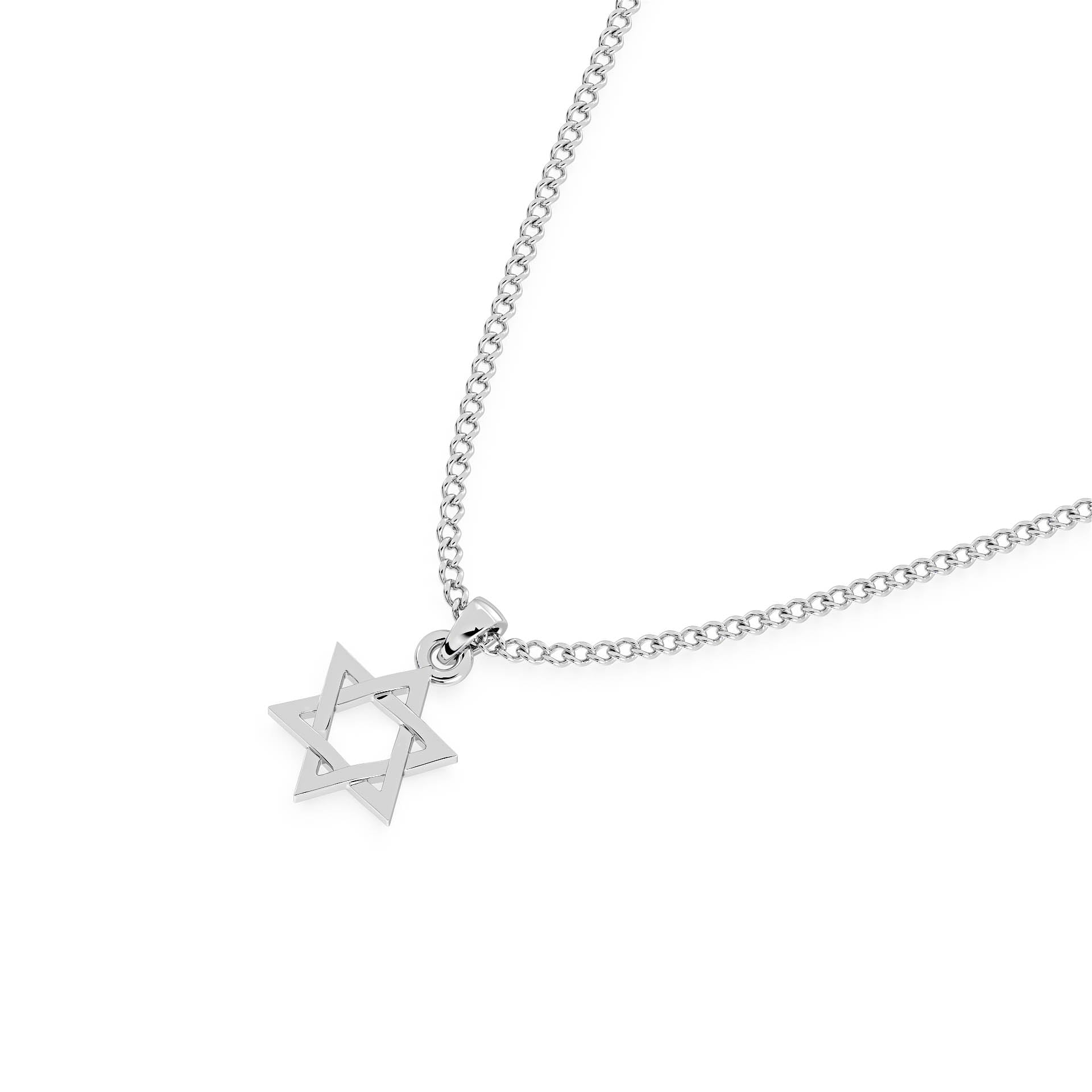 SOLID GOLD STAR OF DAVID PENDANT/NECKLACE in 9ct White Gold