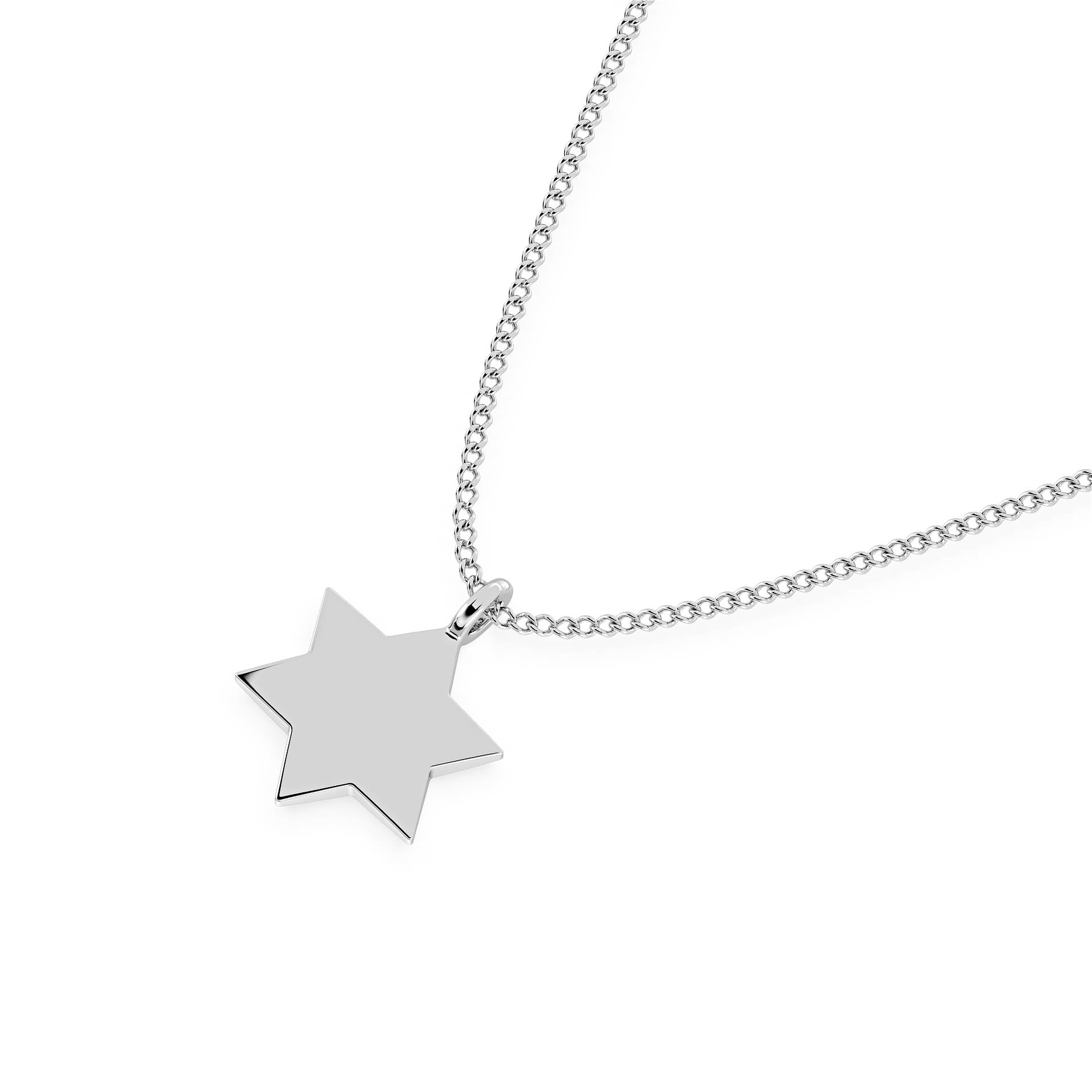 GOLD STAR OF DAVID PENDANT/NECKLACE in 9ct White Gold