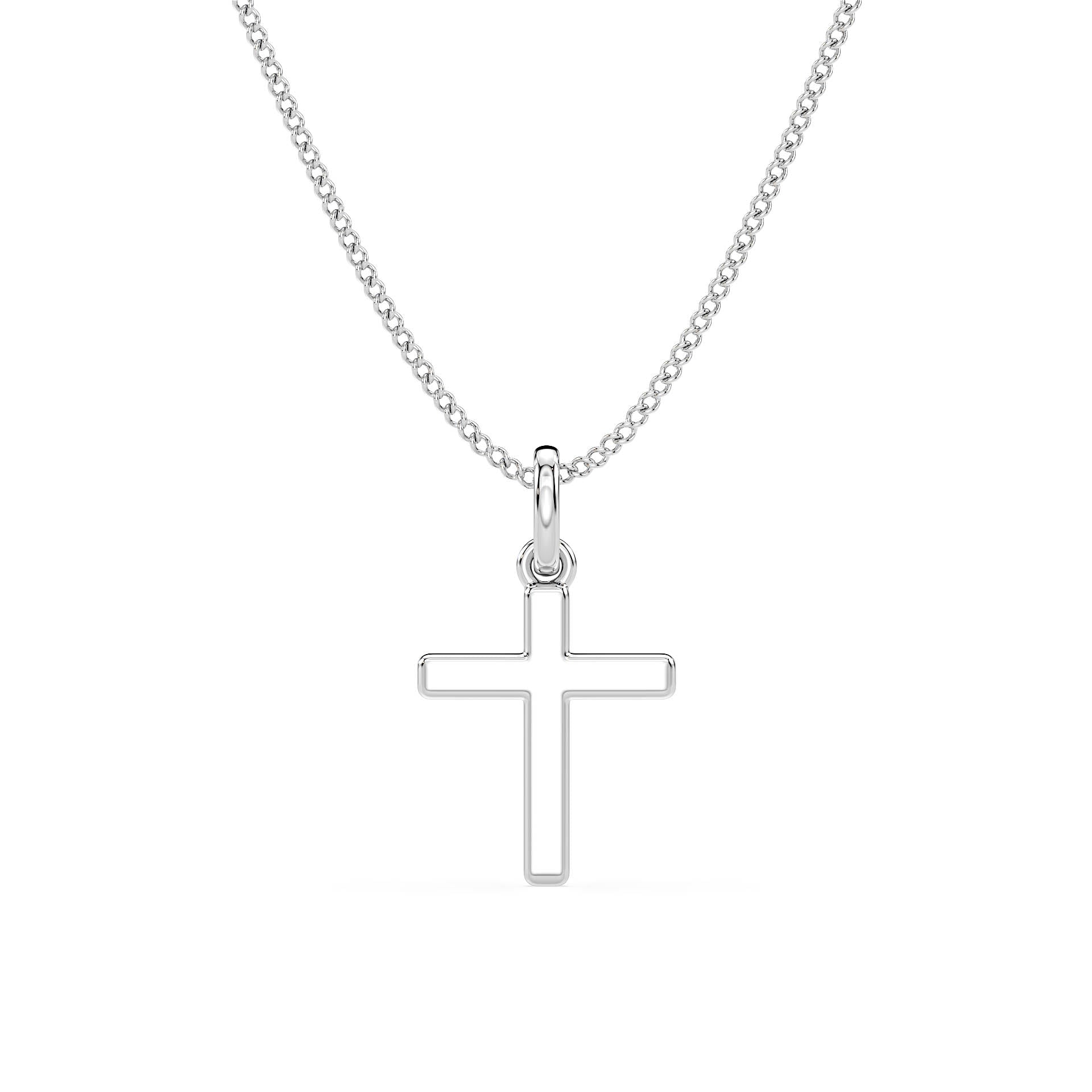 GOLD CROSS PENDANT/NECKLACE in 9ct White Gold