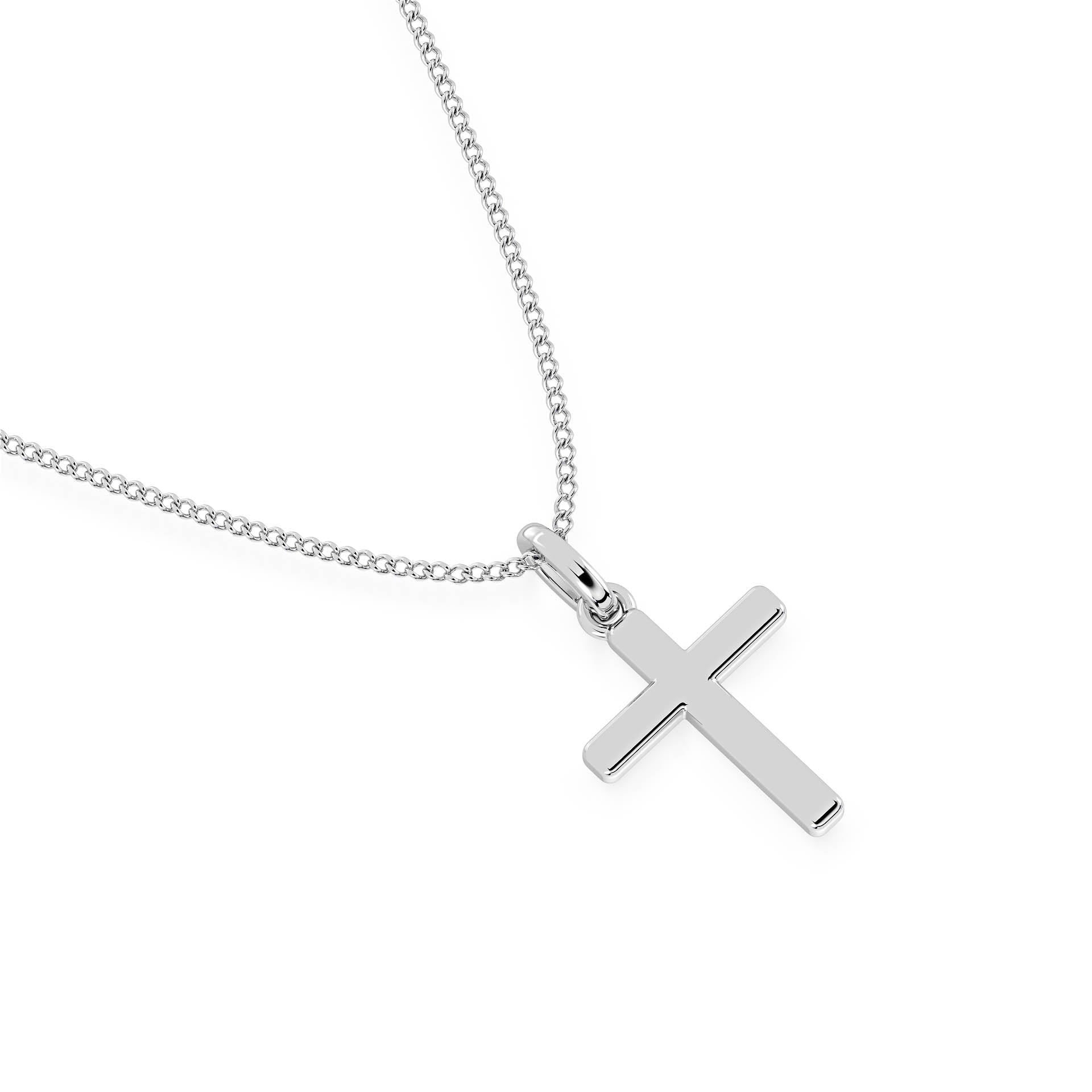 GOLD CROSS PENDANT/NECKLACE in 9ct White Gold