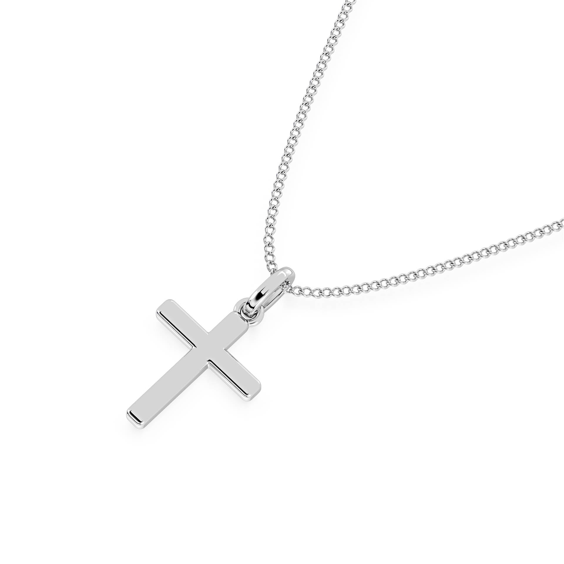 GOLD CROSS PENDANT/NECKLACE in 9ct White Gold