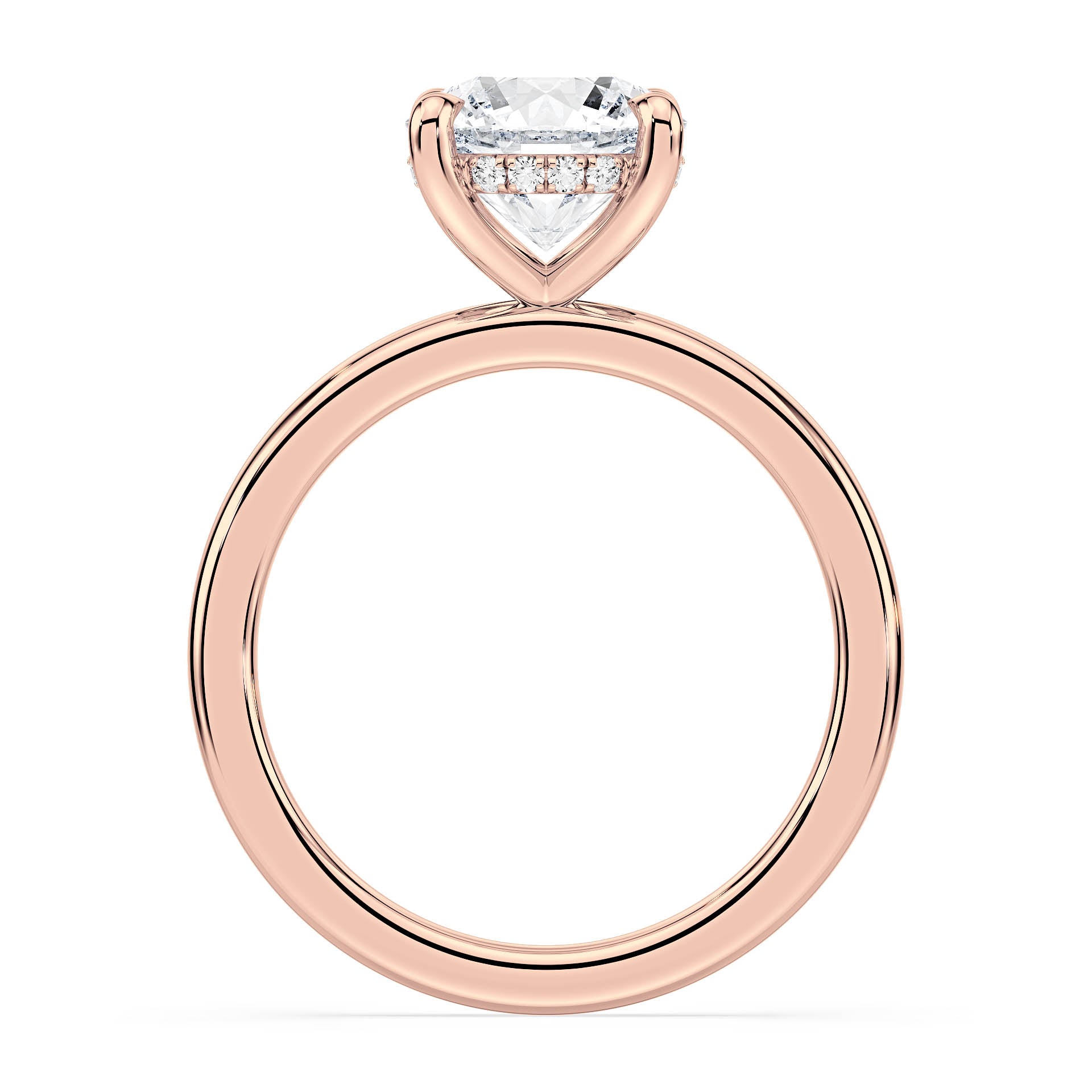 4-CLAW SOLITAIRE ROUND DIAMOND ENGAGEMENT RING WITH HIDDEN HALO in 18ct Rose Gold