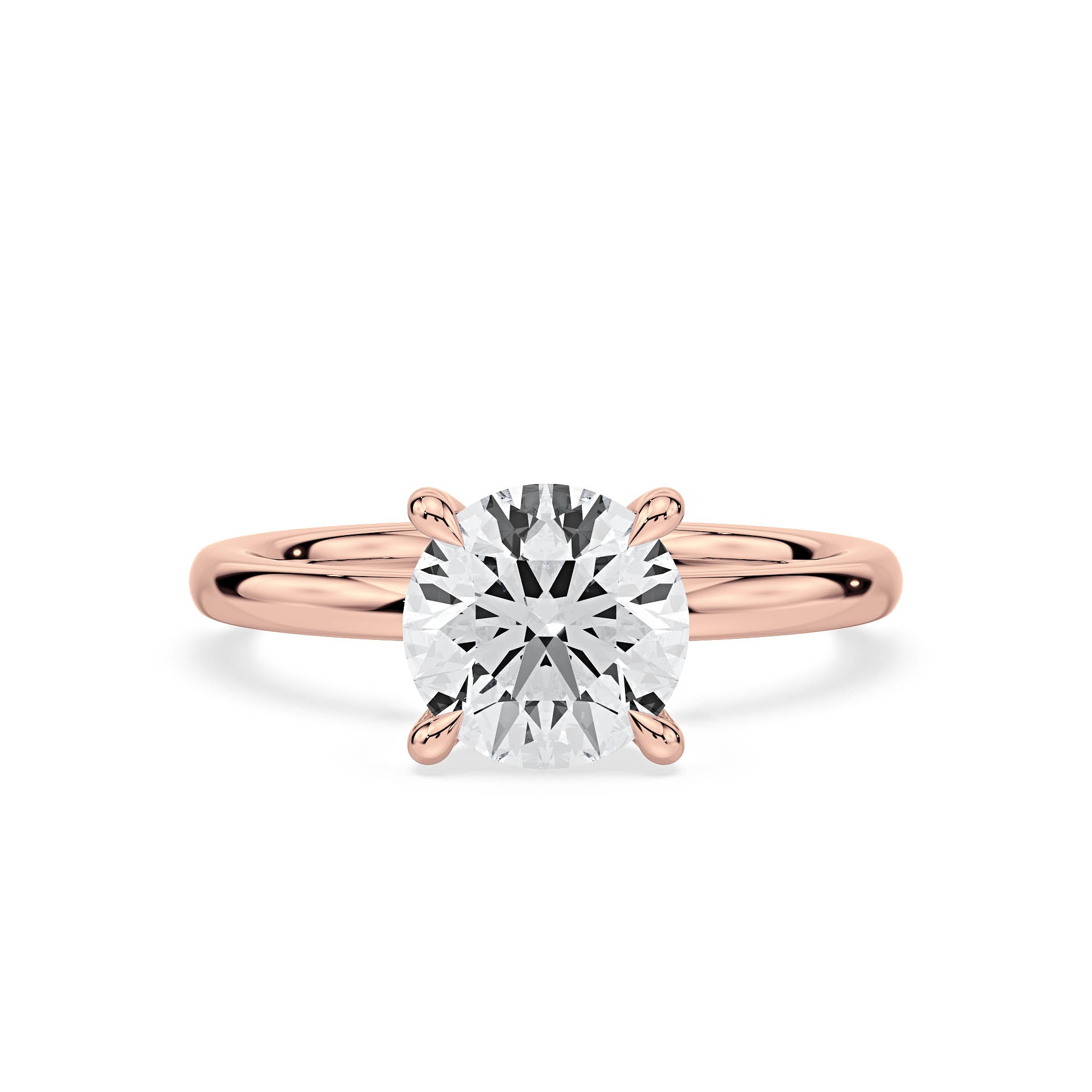 4-CLAW SOLITAIRE ROUND DIAMOND ENGAGEMENT RING WITH HIDDEN HALO in 18ct Rose Gold