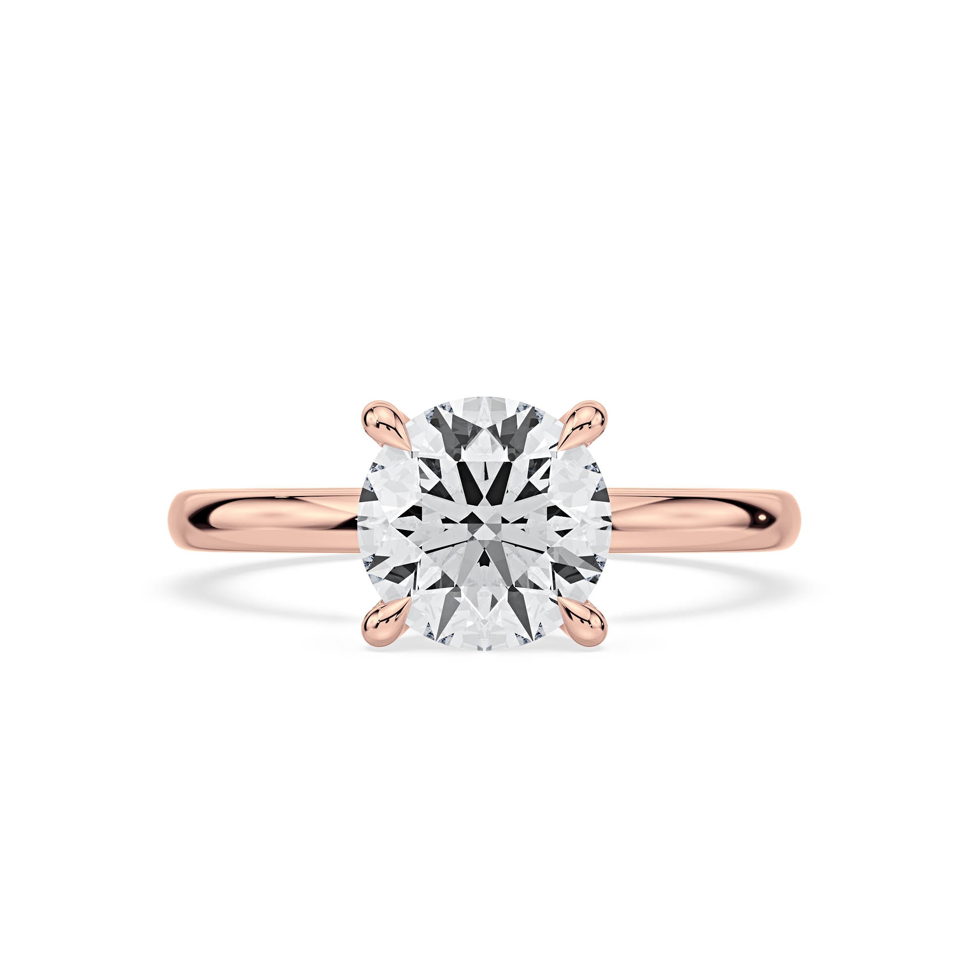 4-CLAW SOLITAIRE ROUND DIAMOND ENGAGEMENT RING WITH HIDDEN HALO in 18ct Rose Gold