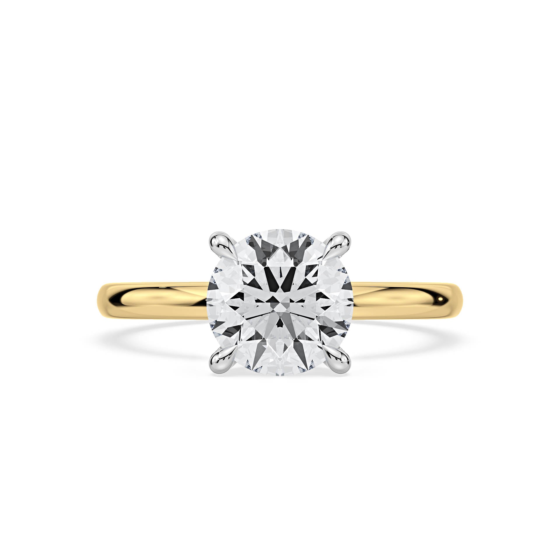 4-CLAW SOLITAIRE ROUND DIAMOND ENGAGEMENT RING WITH HIDDEN HALO in 18ct Two Tone Gold