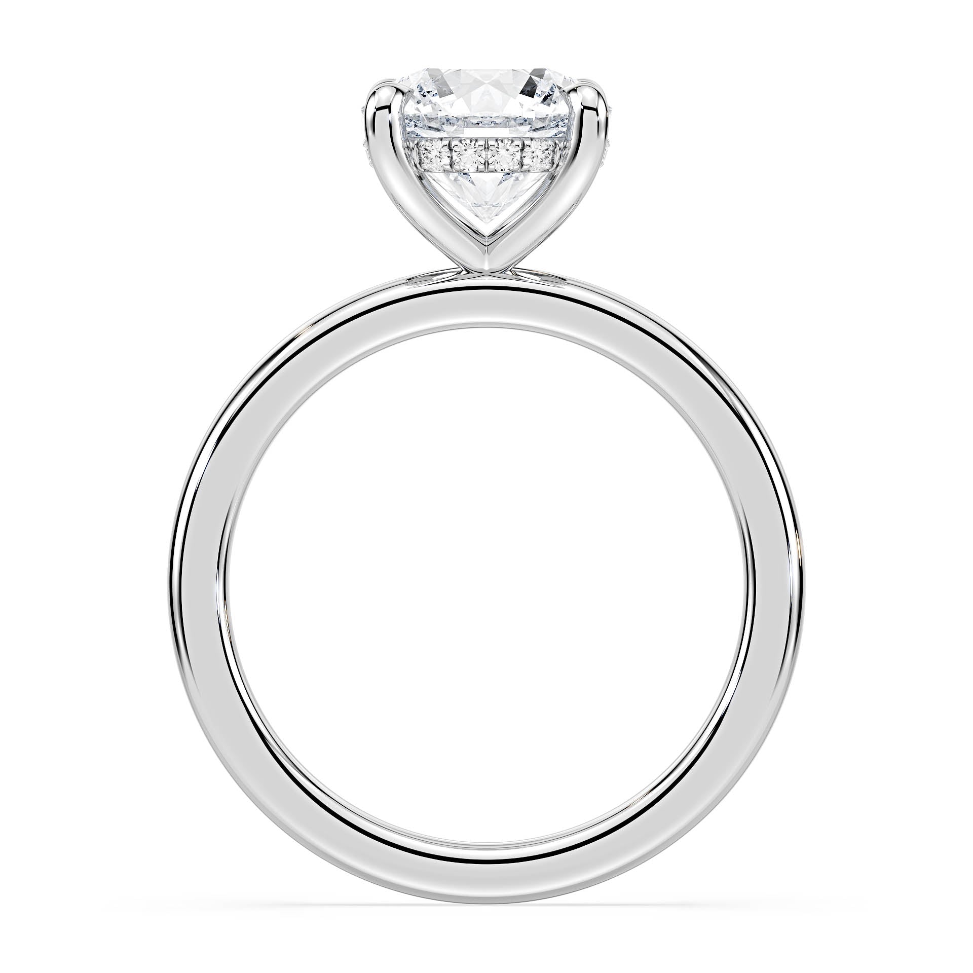 4-CLAW SOLITAIRE ROUND DIAMOND ENGAGEMENT RING WITH HIDDEN HALO in 18ct White Gold