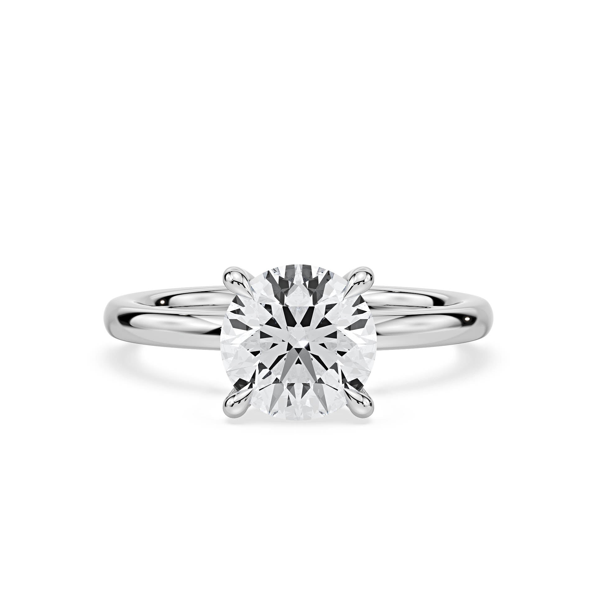 4-CLAW SOLITAIRE ROUND DIAMOND ENGAGEMENT RING WITH HIDDEN HALO in 18ct White Gold