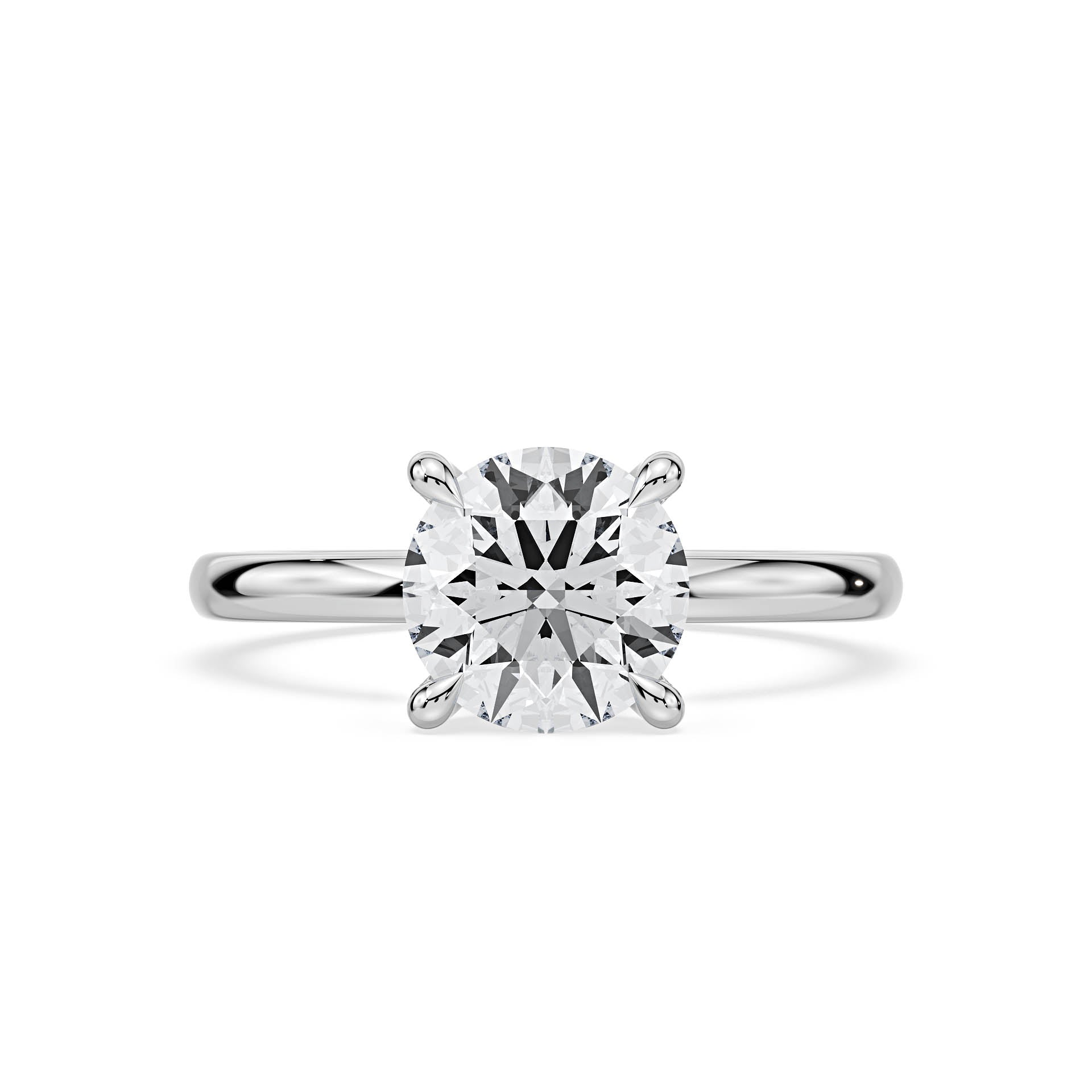 4-CLAW SOLITAIRE ROUND DIAMOND ENGAGEMENT RING WITH HIDDEN HALO in 18ct White Gold