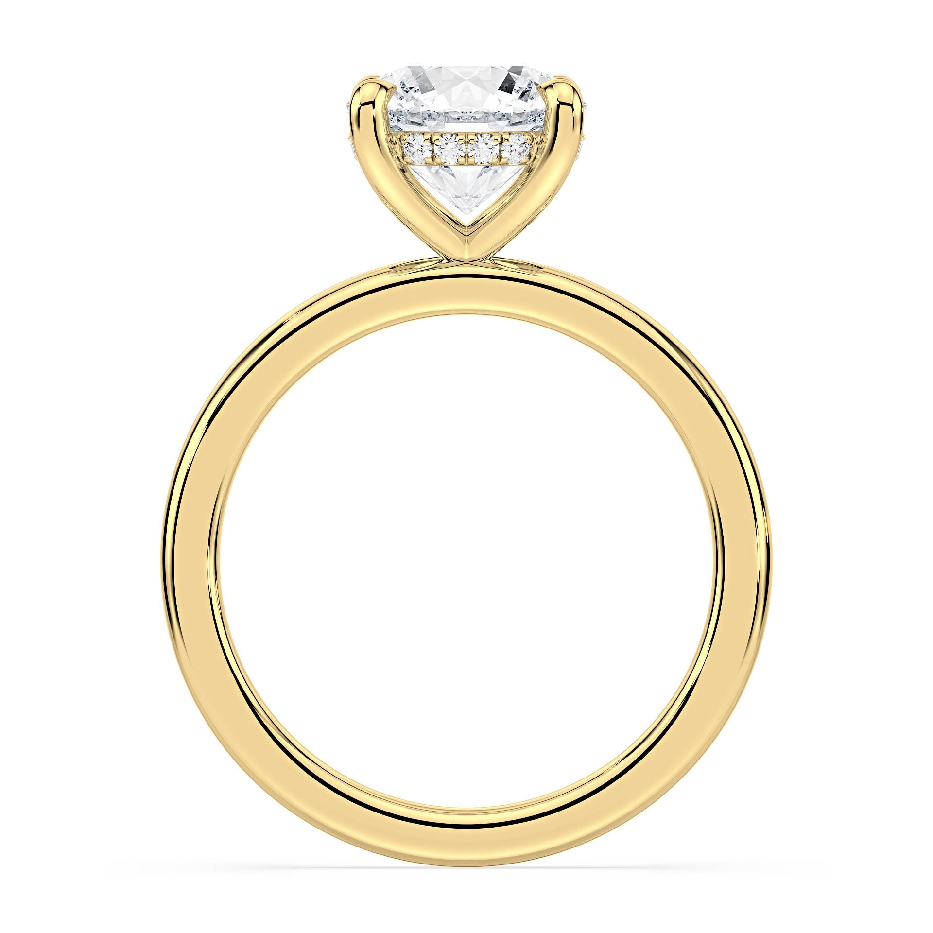 4-CLAW SOLITAIRE ROUND DIAMOND ENGAGEMENT RING WITH HIDDEN HALO in 18ct Yellow Gold