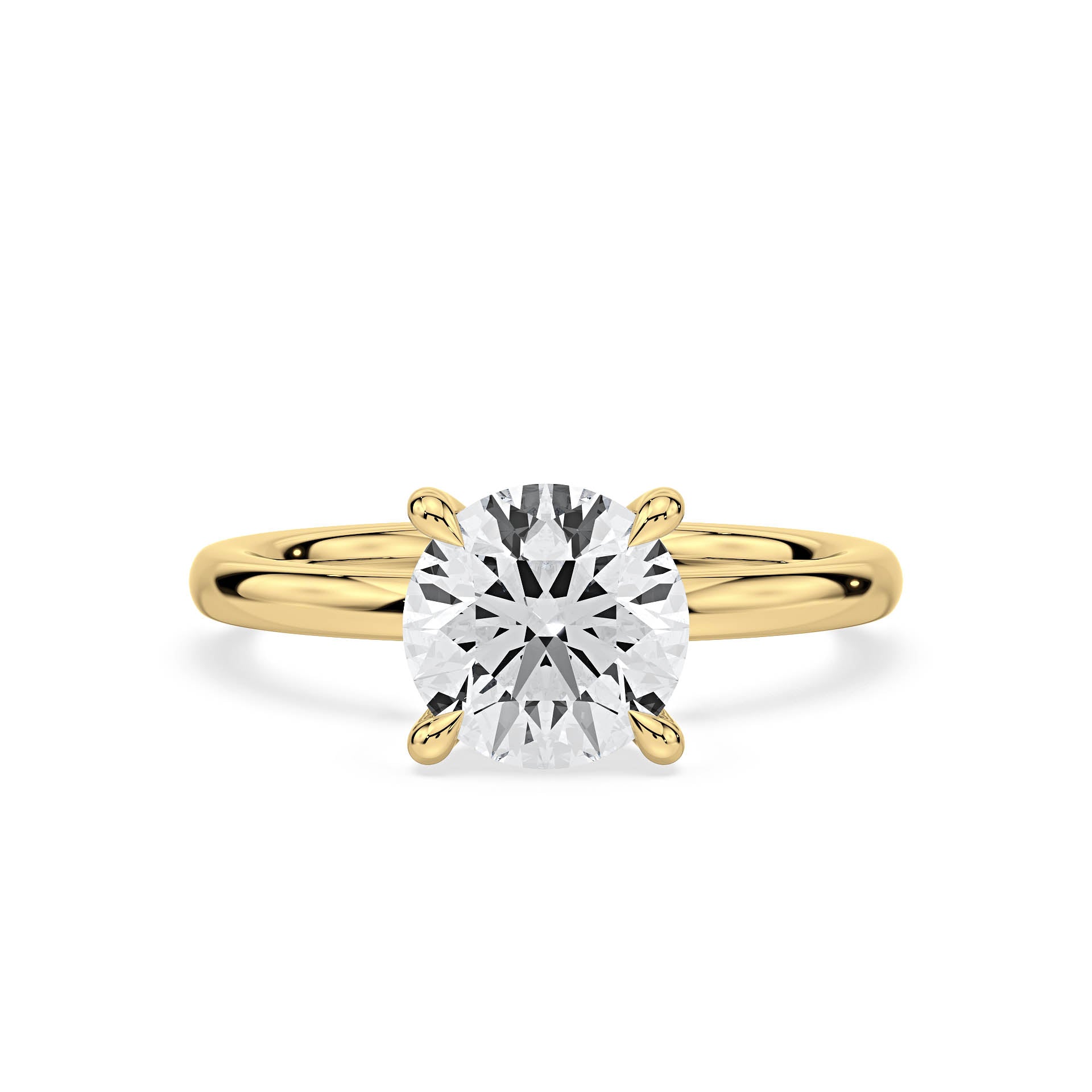 4-CLAW SOLITAIRE ROUND DIAMOND ENGAGEMENT RING WITH HIDDEN HALO in 18ct Yellow Gold