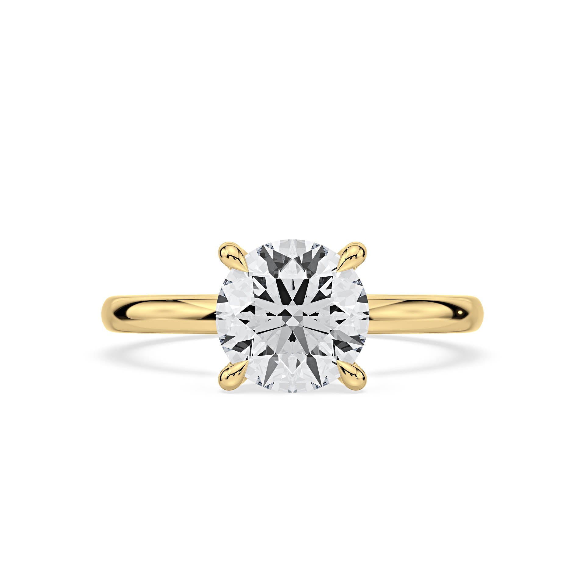 4-CLAW SOLITAIRE ROUND DIAMOND ENGAGEMENT RING WITH HIDDEN HALO in 18ct Yellow Gold