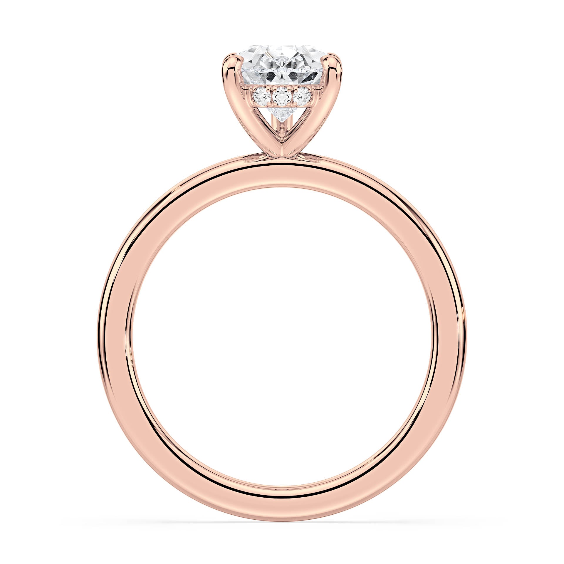 5-CLAW SOLITAIRE PEAR SHAPE DIAMOND ENGAGEMENT RING WITH HIDDEN HALO in 18ct Rose Gold