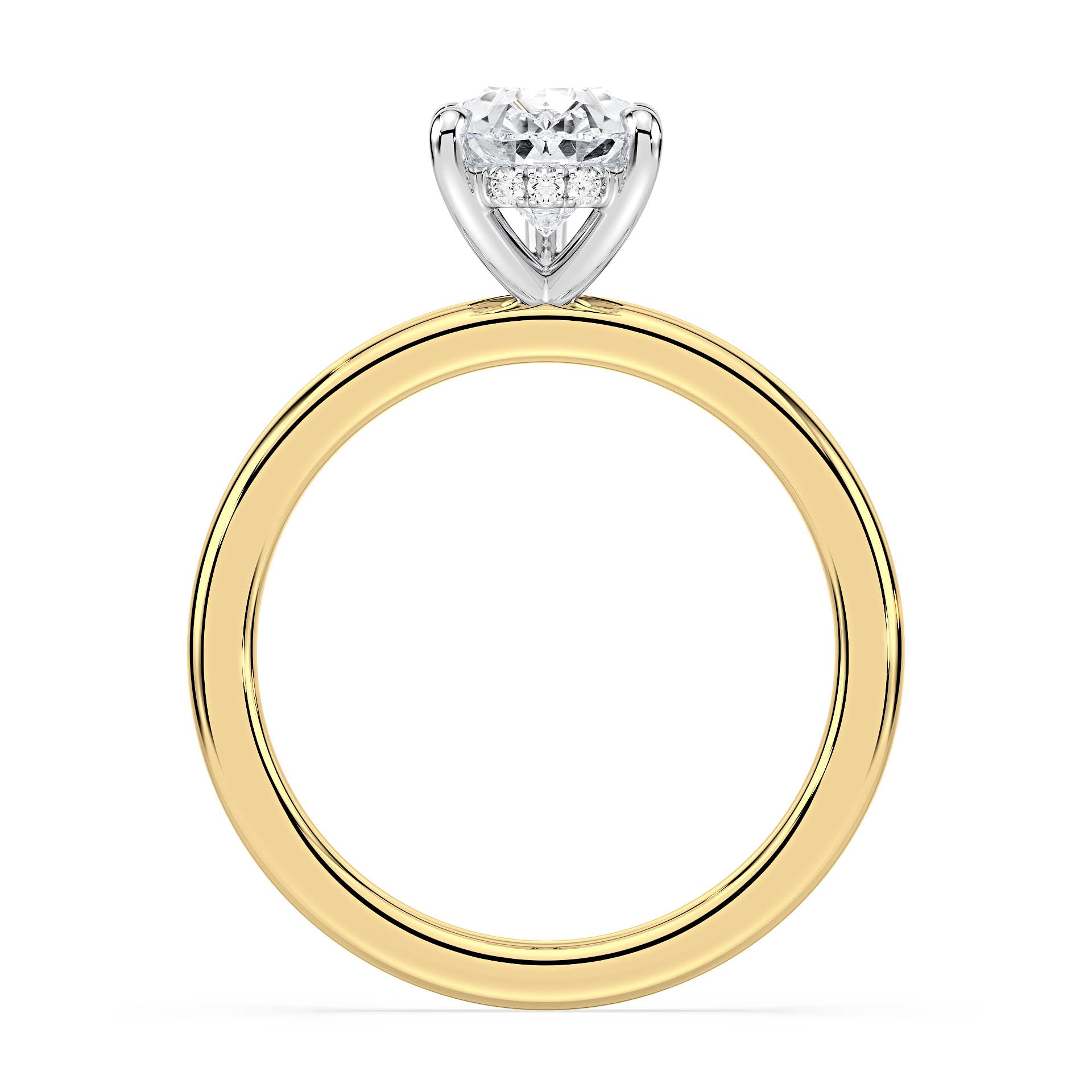 5-CLAW SOLITAIRE PEAR SHAPE DIAMOND ENGAGEMENT RING WITH HIDDEN HALO in 18ct Two Tone Gold