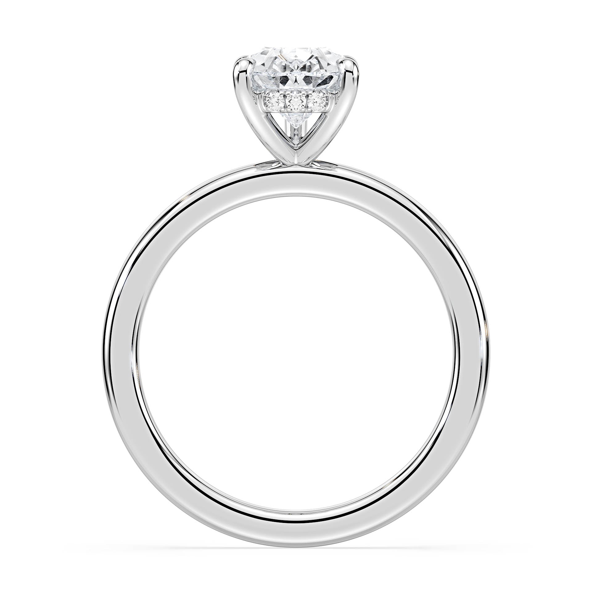 5-CLAW SOLITAIRE PEAR SHAPE DIAMOND ENGAGEMENT RING WITH HIDDEN HALO in 18ct White Gold