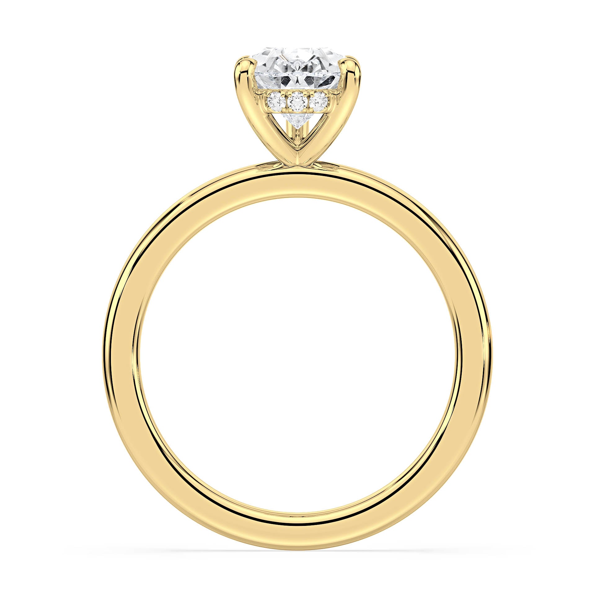 5-CLAW SOLITAIRE PEAR SHAPE DIAMOND ENGAGEMENT RING WITH HIDDEN HALO in 18ct Yellow Gold