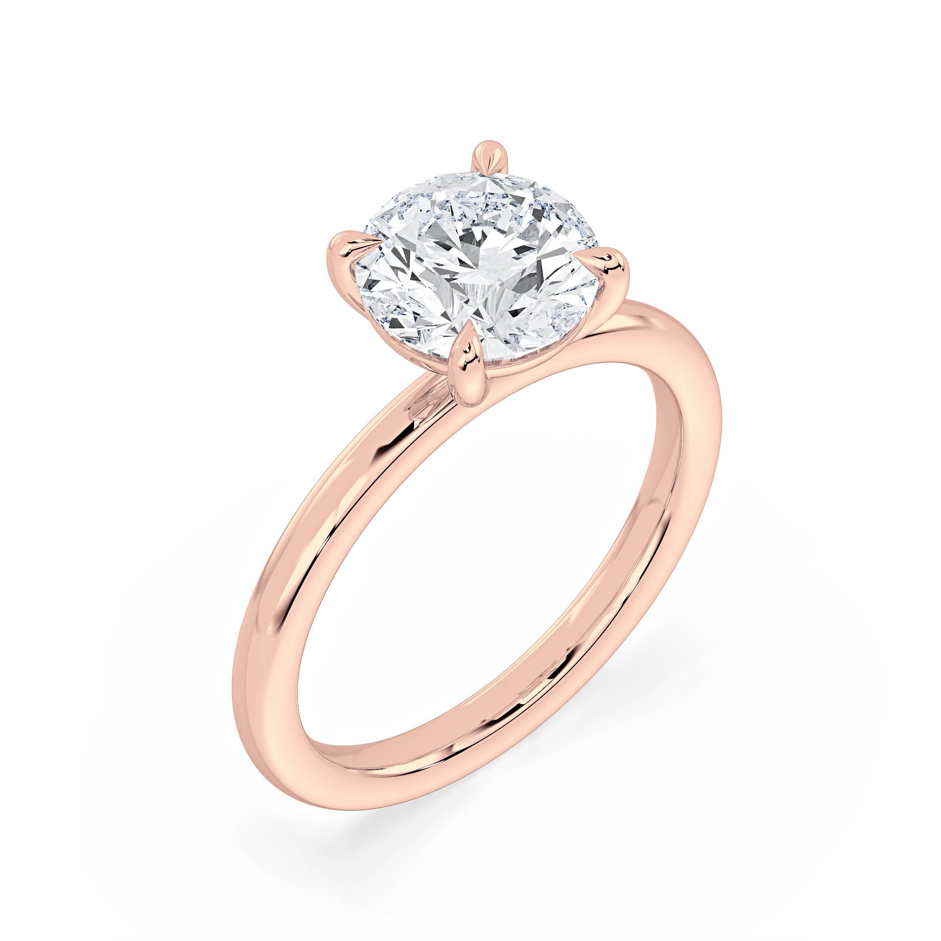 4-CLAW SOLITAIRE ROUND DIAMOND ENGAGEMENT RING in 18ct Rose Gold