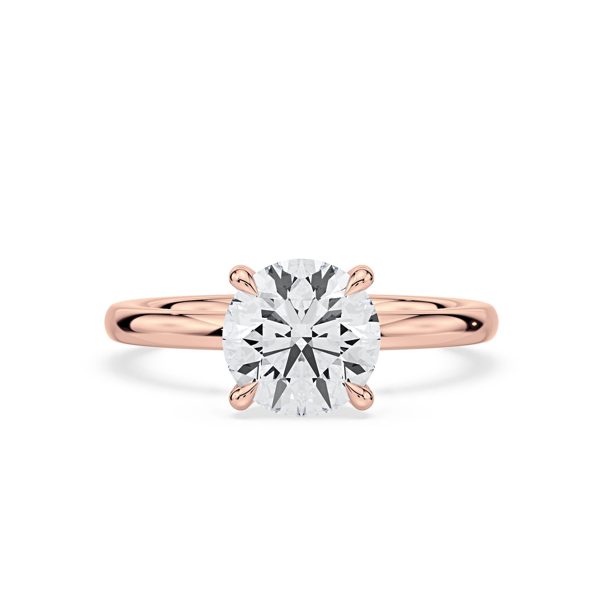 4-CLAW SOLITAIRE ROUND DIAMOND ENGAGEMENT RING in 18ct Rose Gold