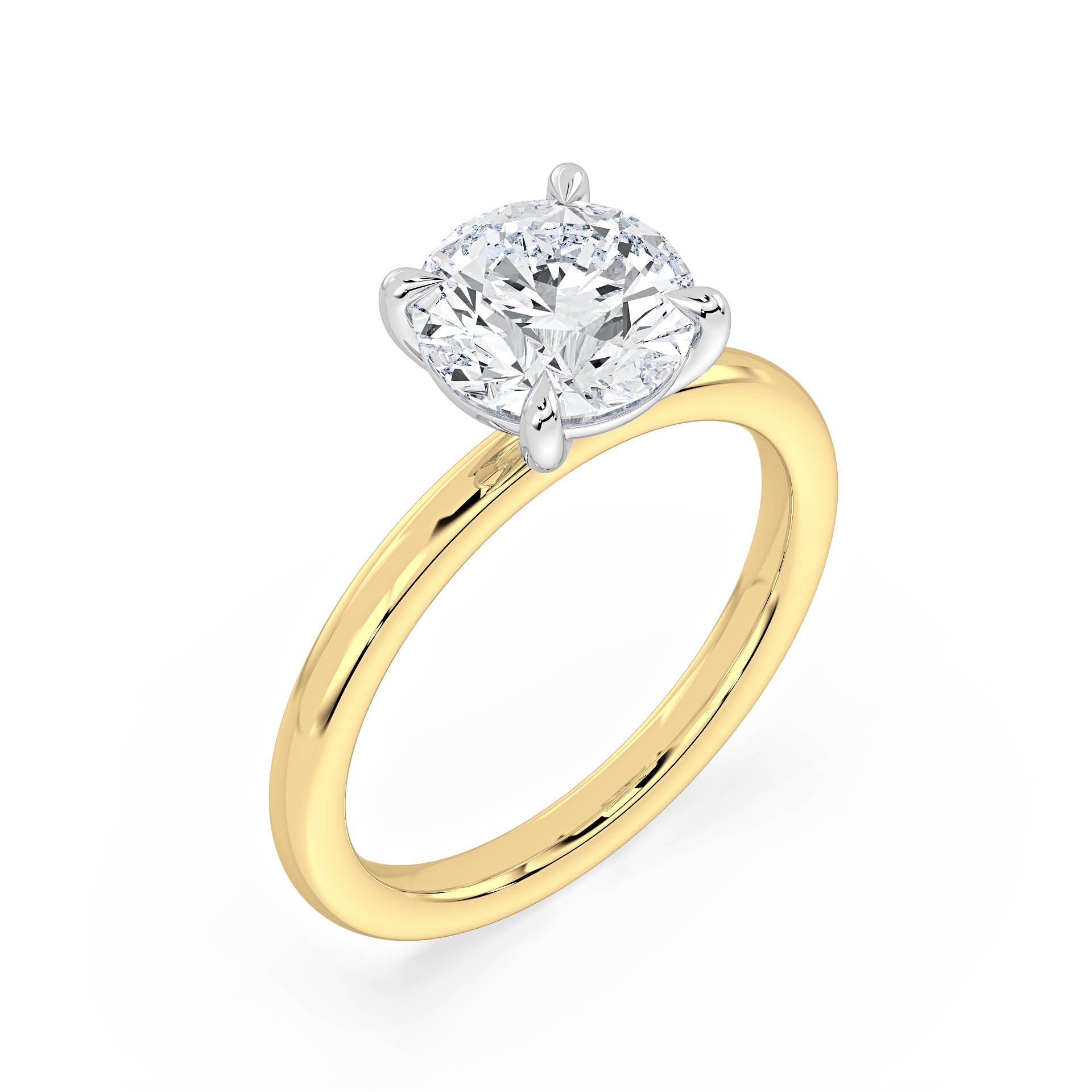 4-CLAW SOLITAIRE ROUND DIAMOND ENGAGEMENT RING in 18ct Two Tone Gold