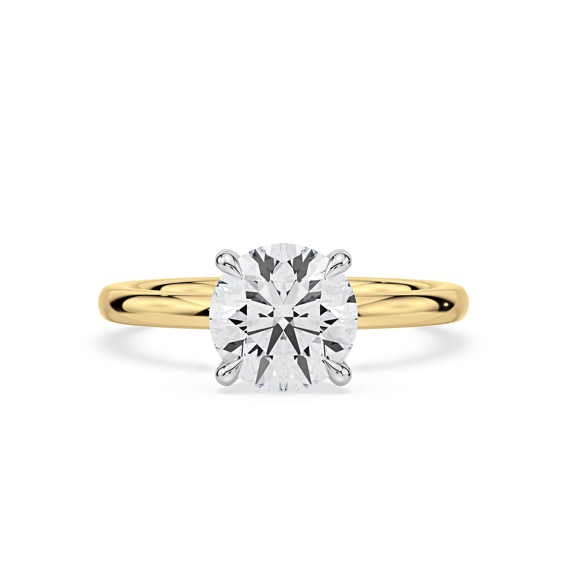 4-CLAW SOLITAIRE ROUND DIAMOND ENGAGEMENT RING in 18ct Two Tone Gold