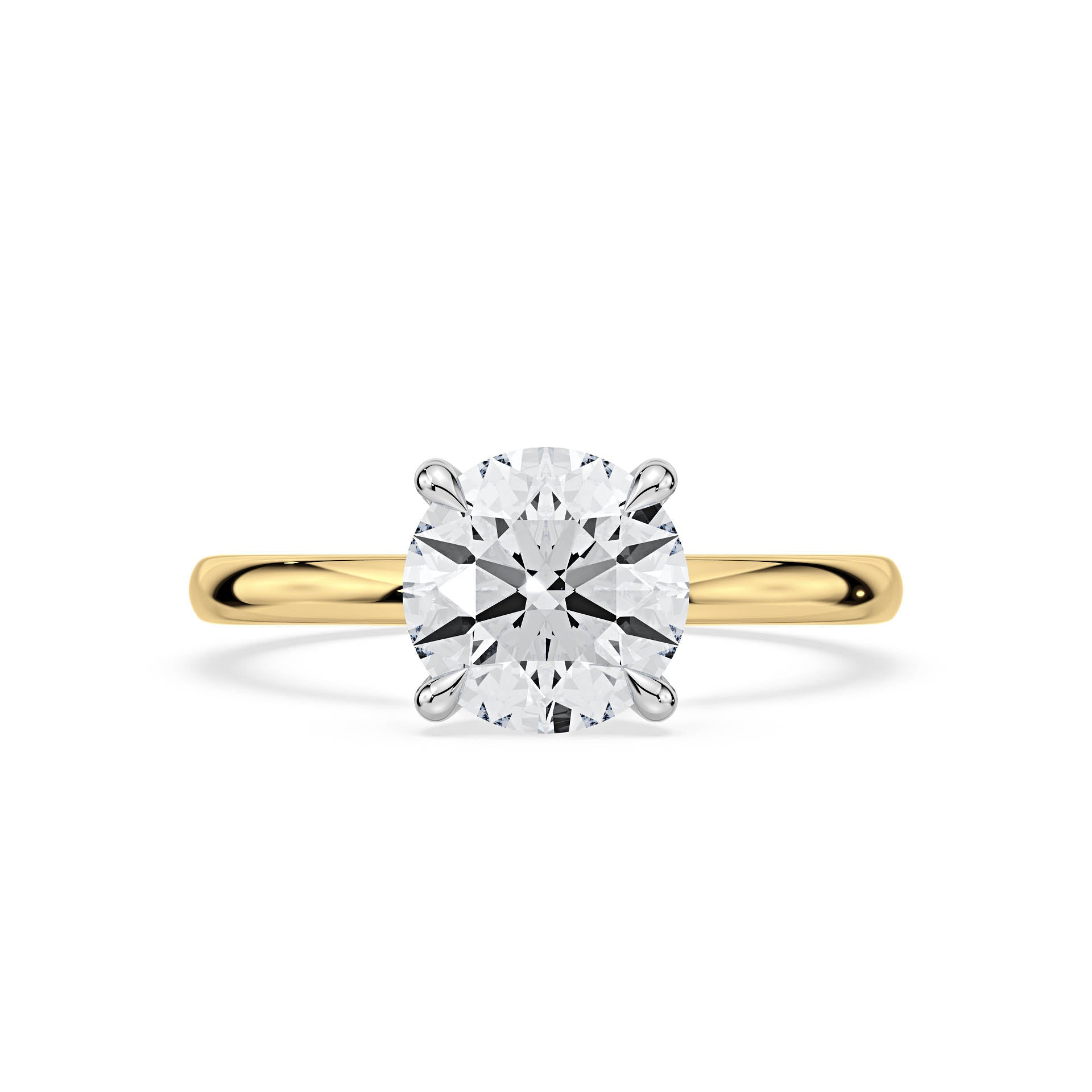 4-CLAW SOLITAIRE ROUND DIAMOND ENGAGEMENT RING in 18ct Two Tone Gold